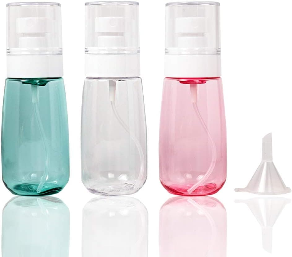 TMIE BEAUTY 2.7floz Travel Size Spray Bottle (3 Pack), Fine Mist Powerful Spray, Durable Crystal Plastic, Leak Proof Mini Spray Bottle for Facial Mist Air Freshener Hand Sanitizer Alcohol Antiseptic
