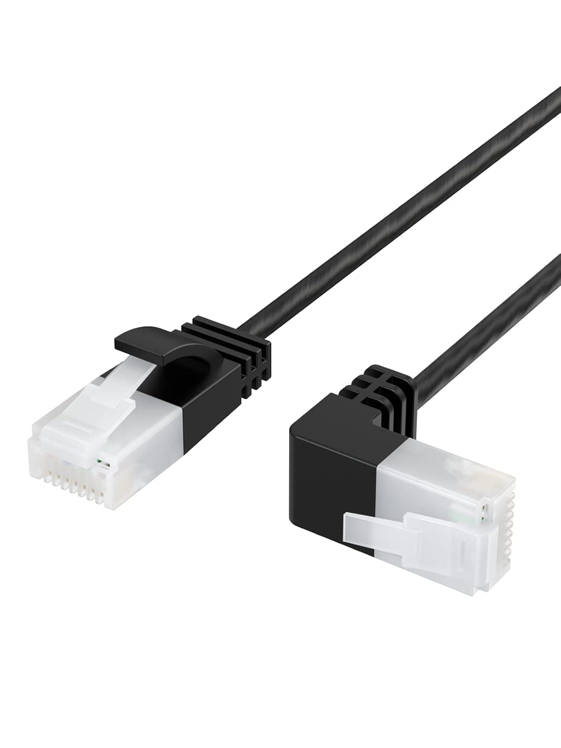 Ultra Slim Cat6a Ethernet Short Cable OD 2.8mm, CableCreation Down Angle Lan Super Light Cord, High Speed 10G UTP Network Patch Cable, Internet Wire for PC,Router,Modem,Printer,TV Box,PS5; 0.82FT/25cm