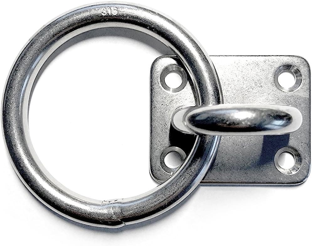 Stainless Steel 316 Square Pad Eye with Ring 5/16" 8mm (50mm x 40mm) Marine Grade