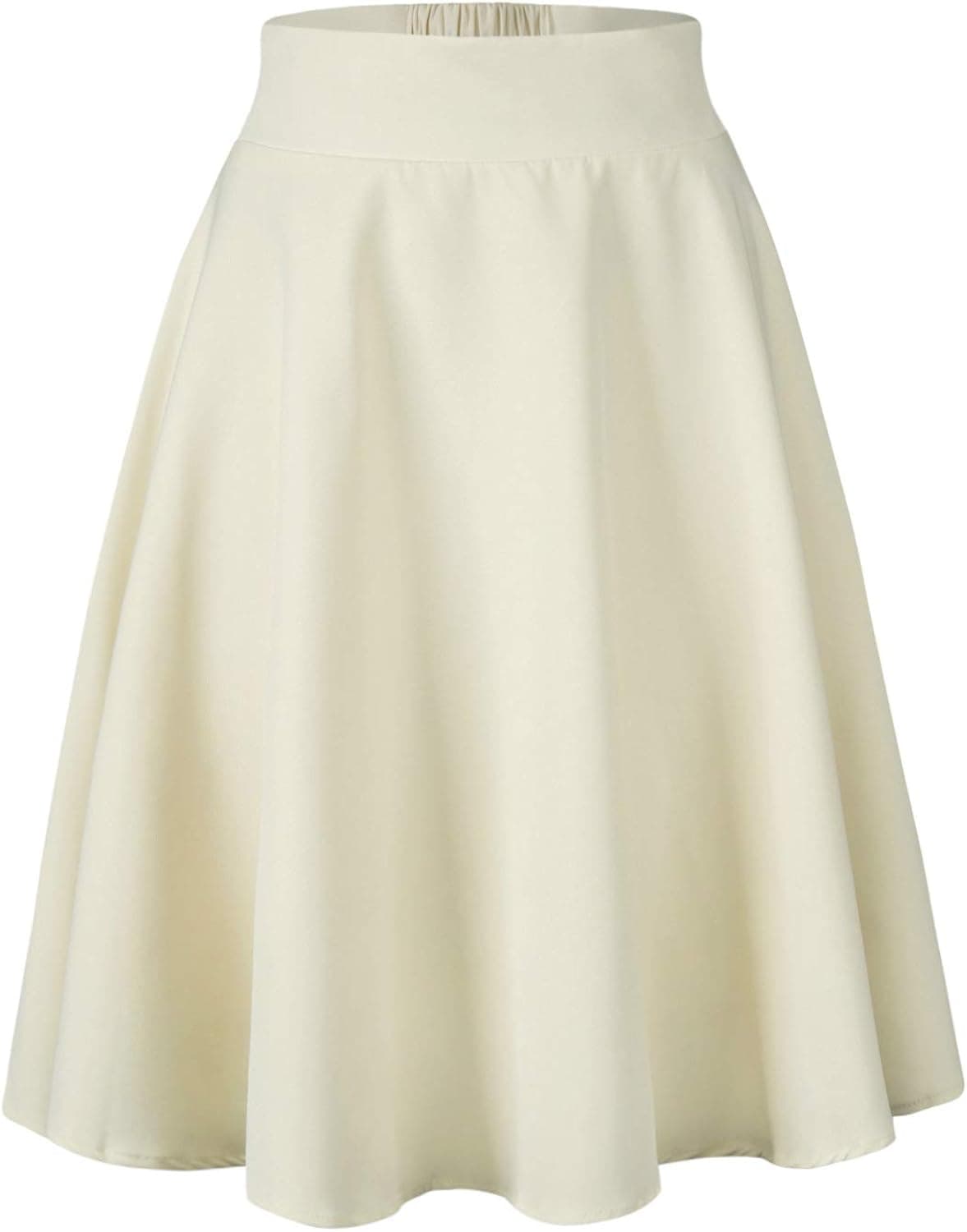 PERSUN Women‘s Elegant High Waist Skater Flared A-Line Midi Skirt