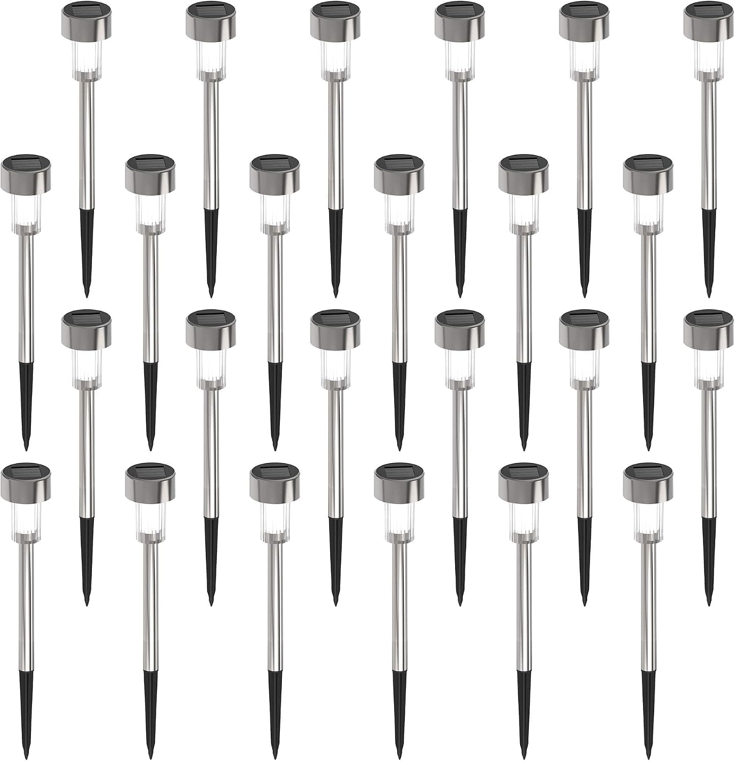 Sunco Lighting 14 Pack Solar Pathways Lights, Dusk-to-Dawn, 6500K, Above Ground Stake, Easy Install, Solar Powered LED Landscape Lighting for Gardens and Flower Beds, Weatherproof/Water-Resistant