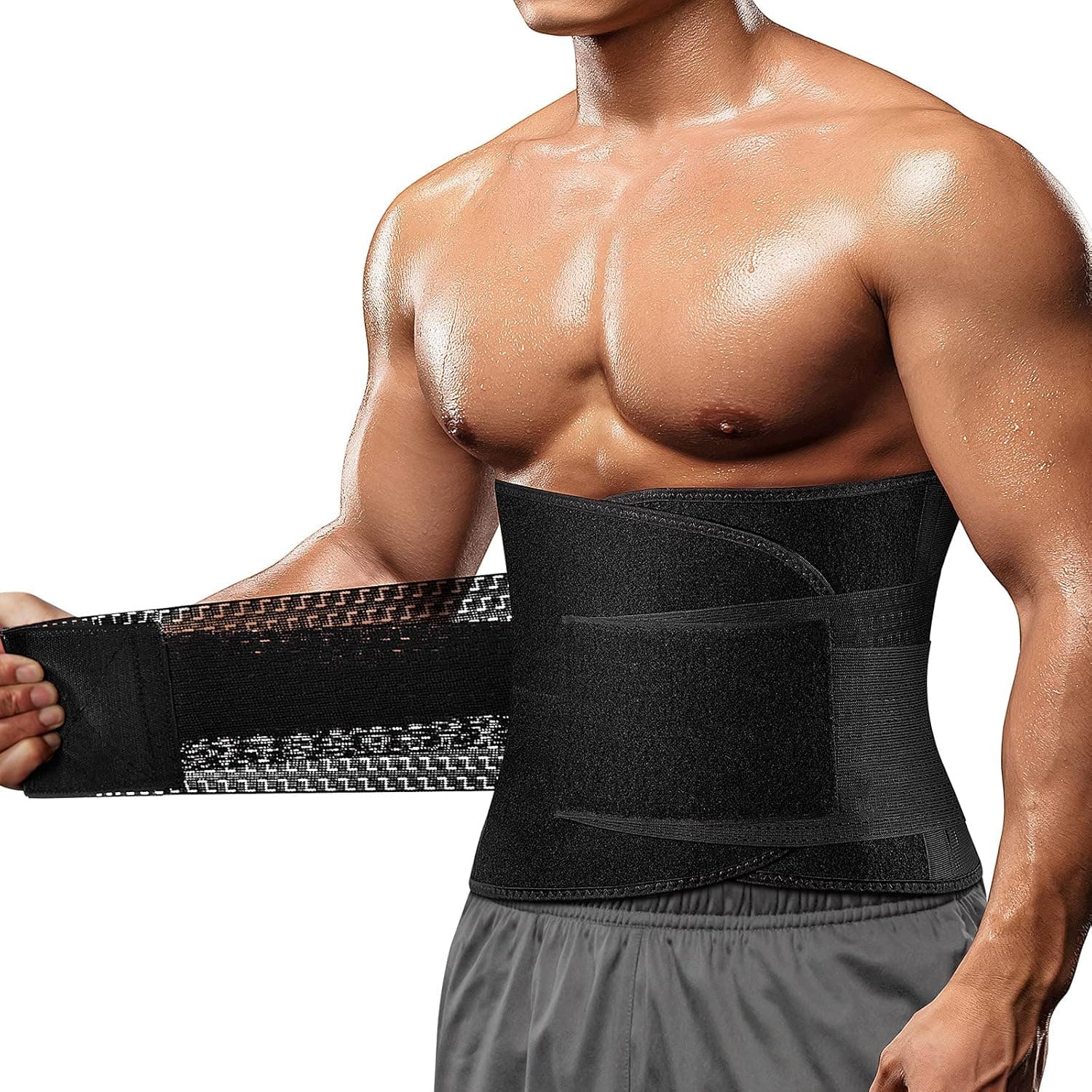 Cimkiz Waist Trimmer for Men Waist Trainer Sauna Belt Body Shape Zipper Neoprene workout (Medium)