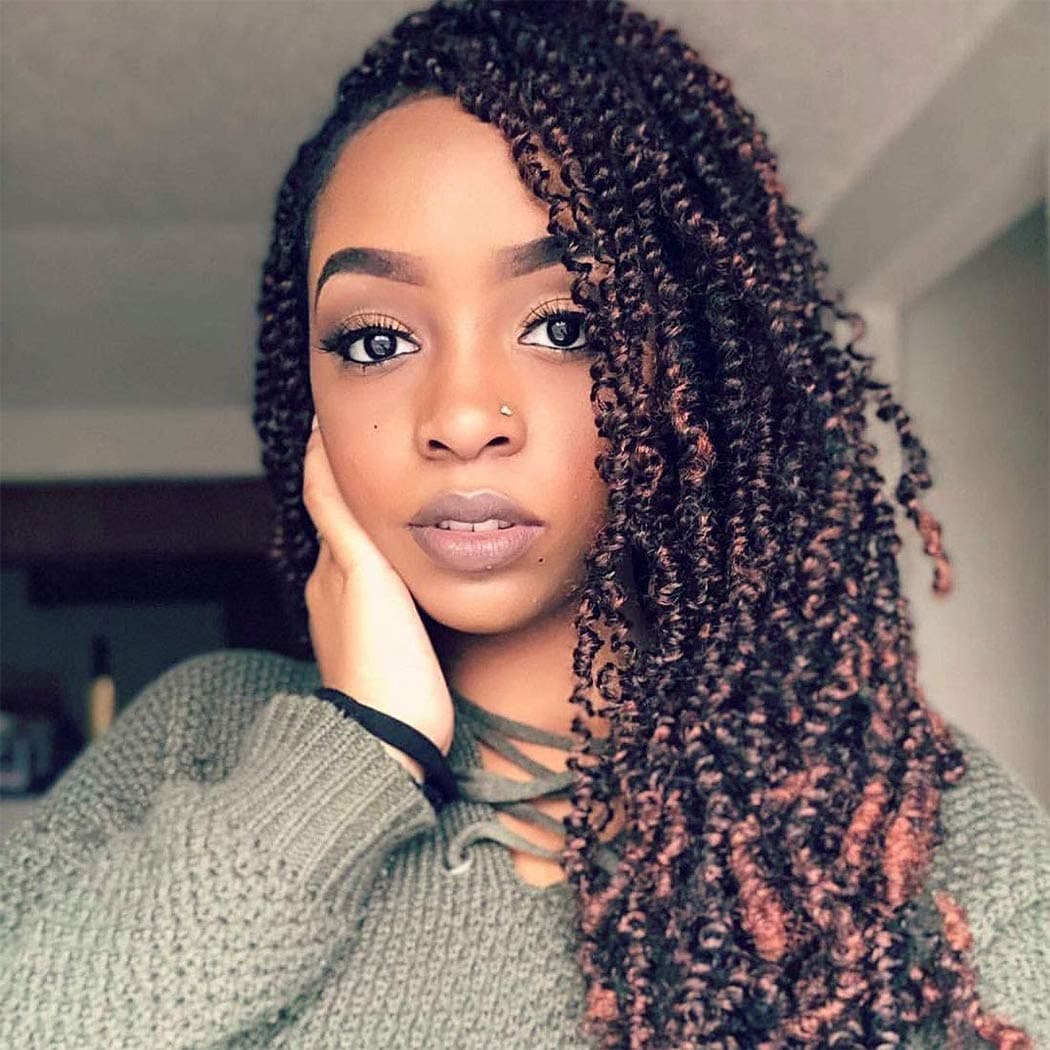 8 Inch 3 Packs Spring Twist Hair for Braiding Passion Twist Kinky Curl Crochet Hair Extensions Synthetic Crochet Braids (T350#)