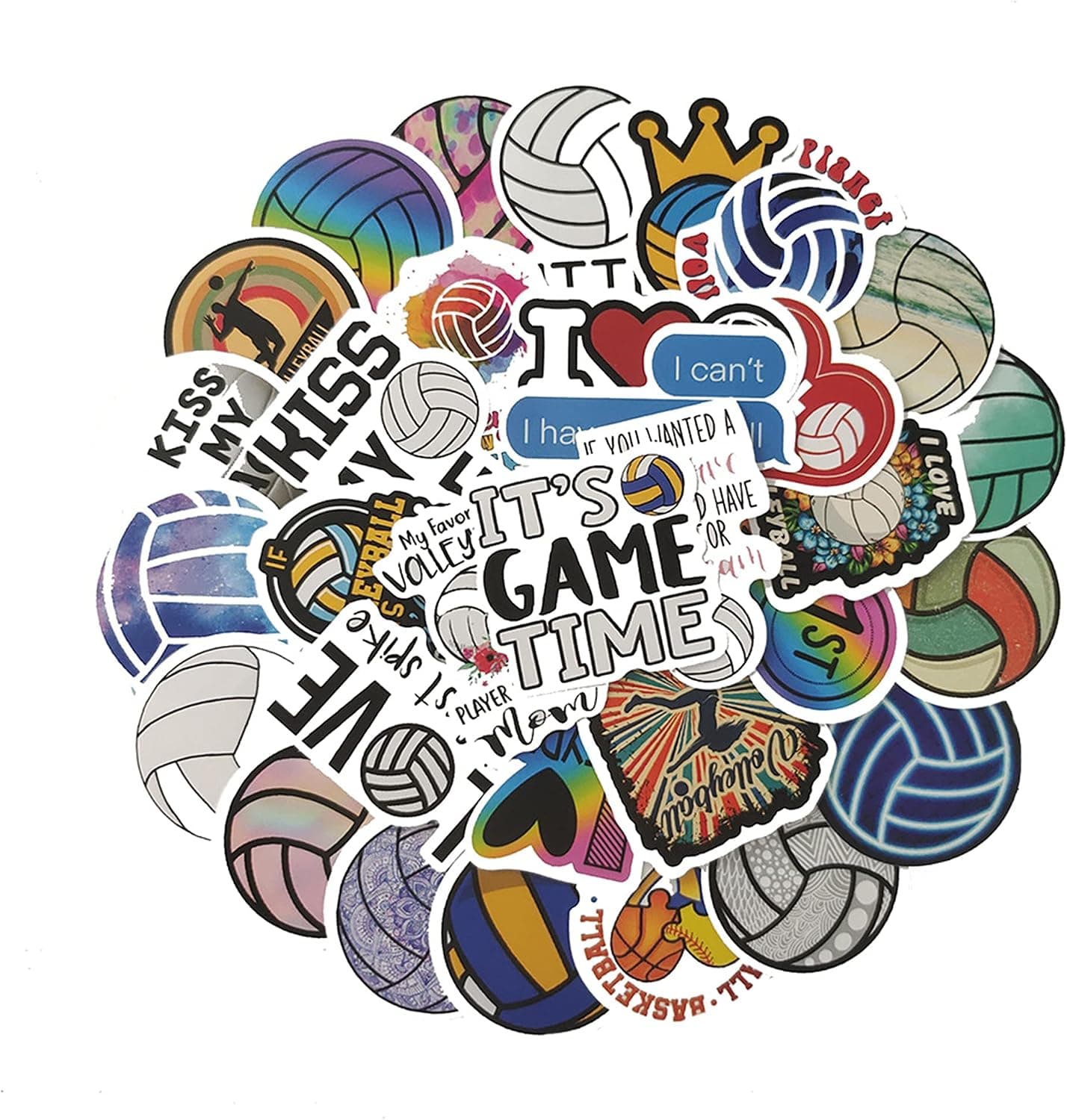 QUTA Volleyball Stickers Pack, 50PCs, Sports Aesthetic Vinyl Waterproof Decals, Stickers for Hydro Flask, Laptop, Water Bottle, Stickers for Kids, Toddlers, Teens, Girls, Adults, Bumper Car Planner Stickers. Volleyball