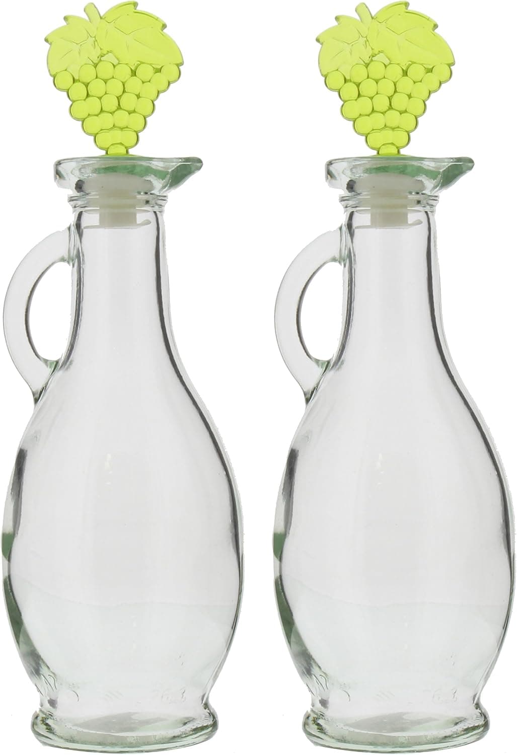 Glass Oil and Vinegar Bottles Dispenser Cruet Set with Corks - 2 Piece - Colors May Vary