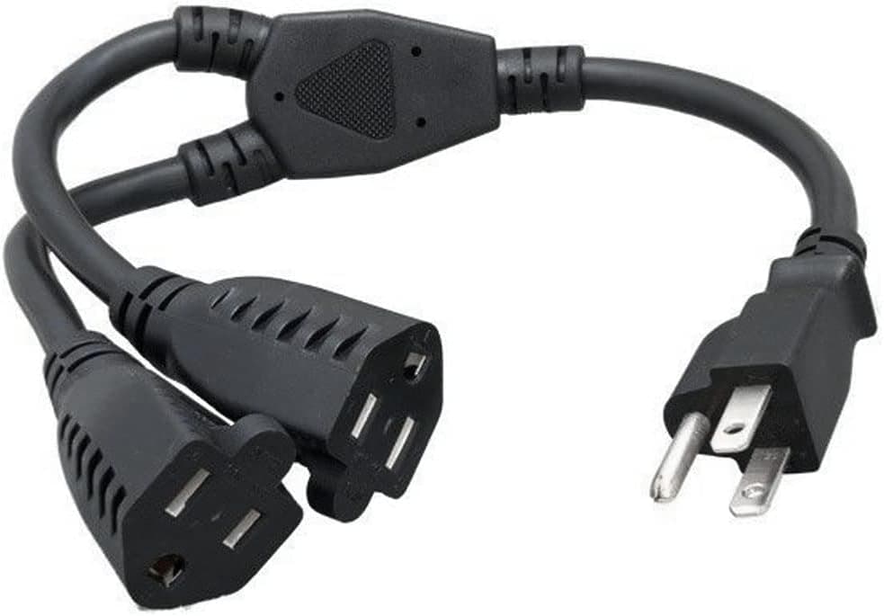 Cable Leader Power Cord Splitter Cable for 2 NEMA 5-15R to 1 NEMA 5-15P (14 inches / 16 AWG)