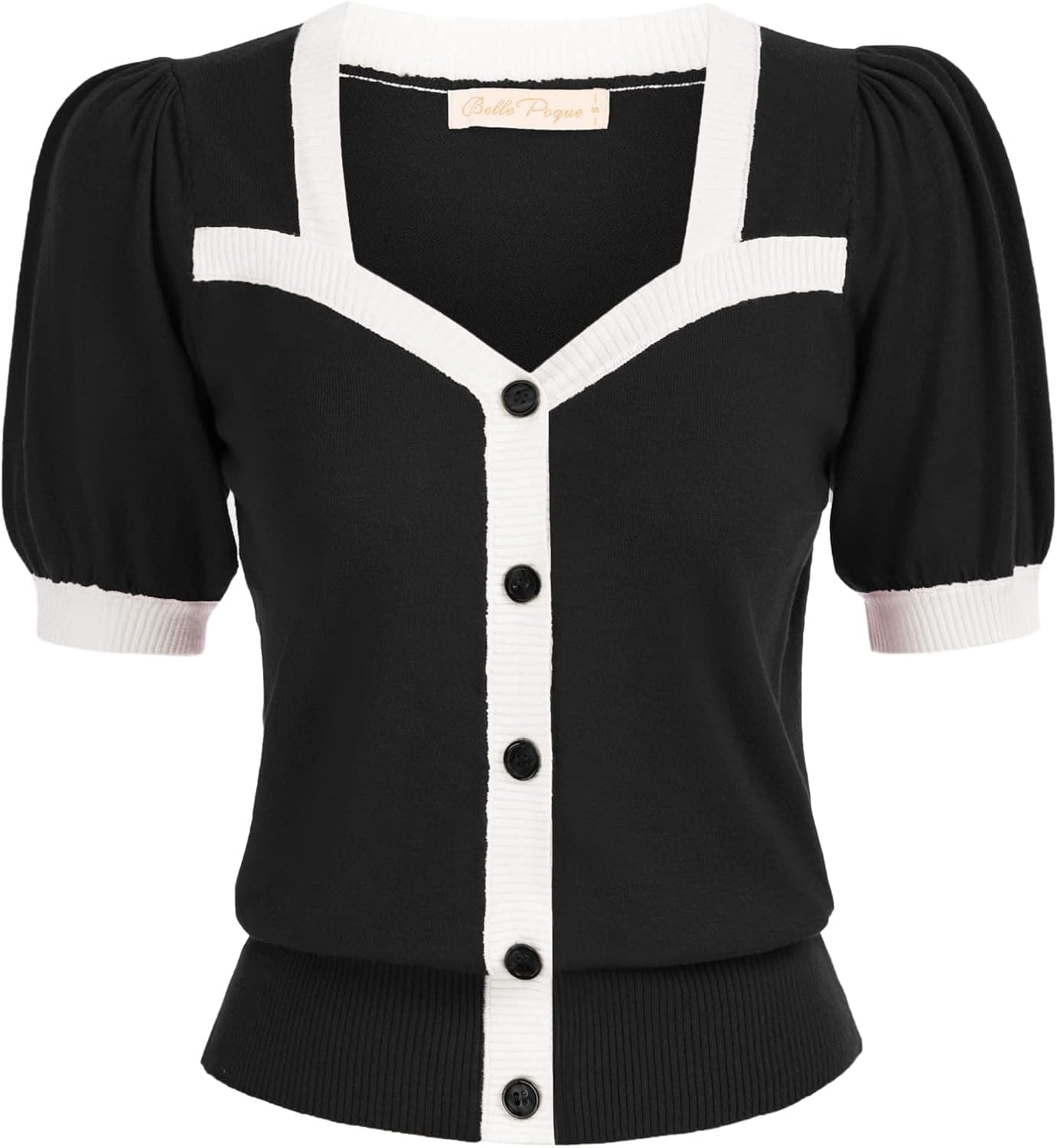 Belle Poque Women Vintage Short Sleeve Cropped Cardigan Button Down Knit Shrug Sweater