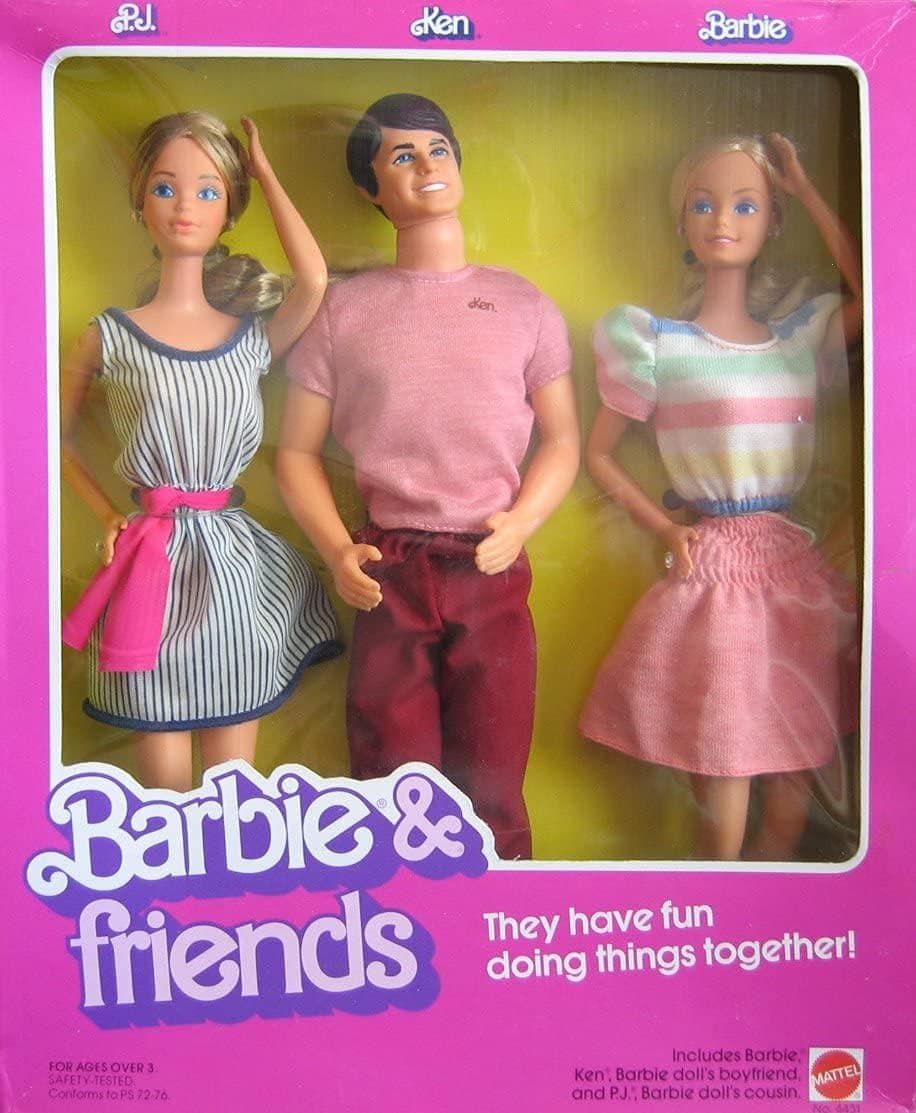 Vintage Barbie & Friends Doll Set w P.J., Ken & Barbie Dolls (1982 Mattel Hawthorne)