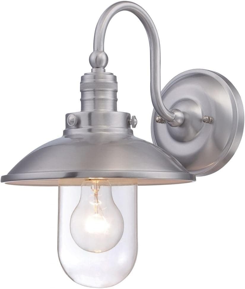 1 Light Outdoor Wall Light with Silver Finish