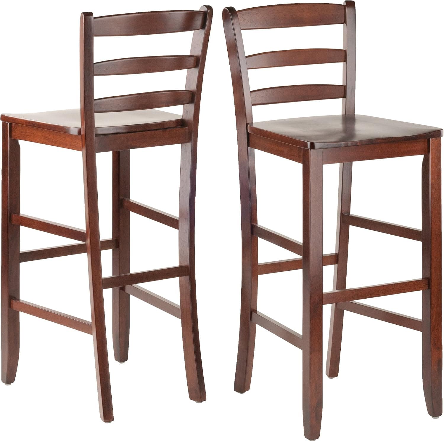 Winsome Wood Benjamin Ladder-Back Bar Stools, Set of 2, Walnut Finish