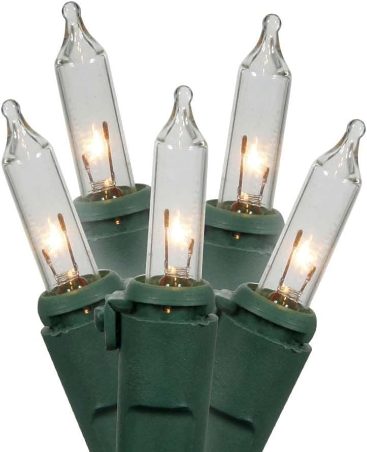 Vickerman 50 Clear Random Twinkle Mini-Light on Green Wire, 16' Christmas Light Strand