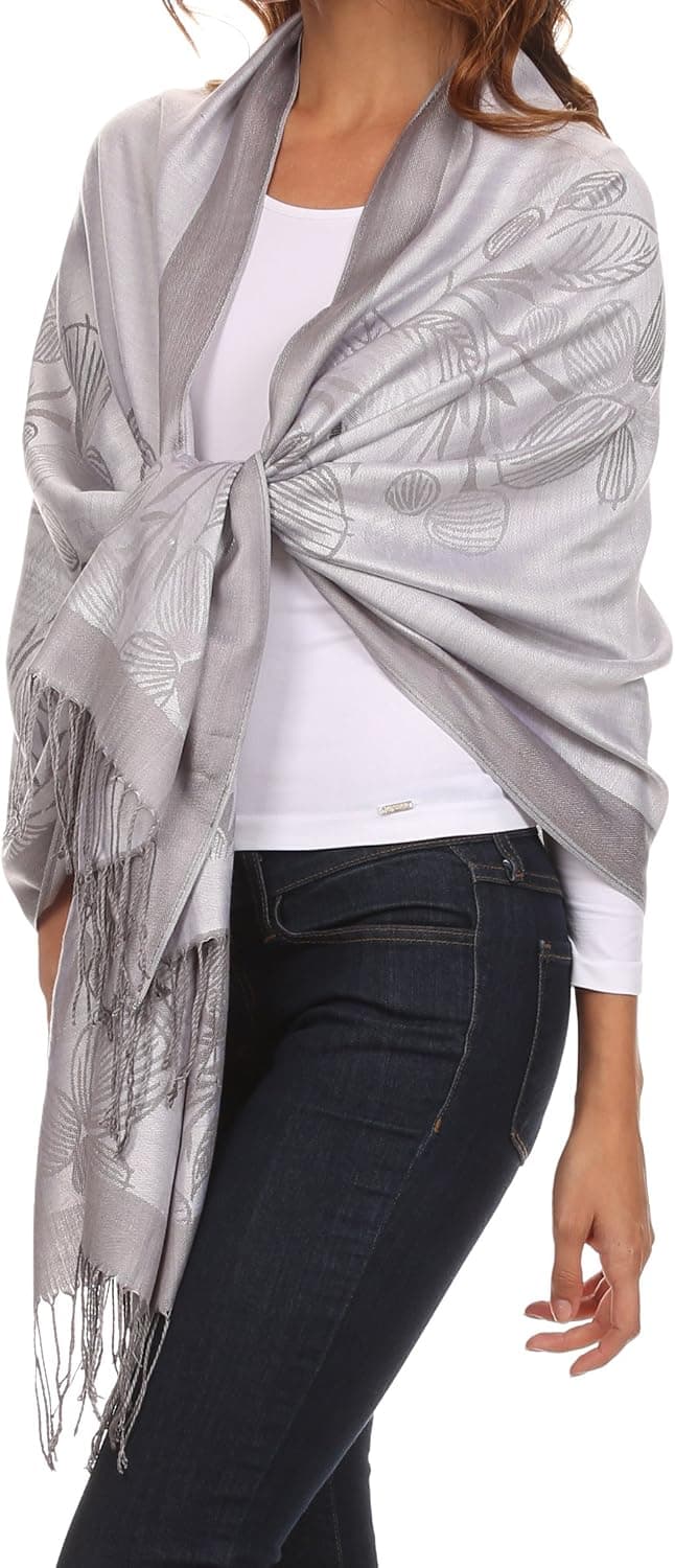 Sakkas Ella Dogwood Flower Straight Border Pashmina/Shawl/Wrap/Stole