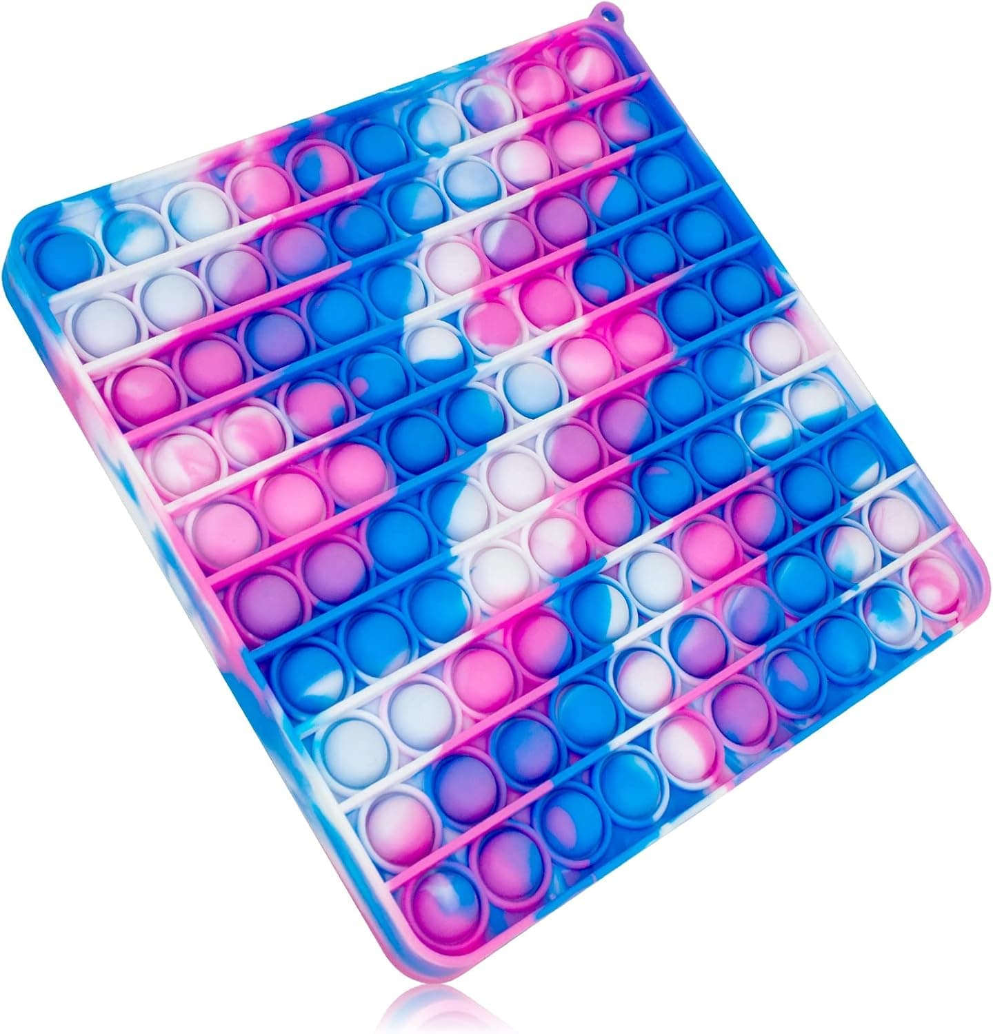 Pskdyhe Big Pop Its Fidget Toys , 8 Inch Stress Reliever Silicone Pressure Relieving Toy, for Kids Autism and Adult Anxiety Squeeze Sensory Toy（Pink Blue White）