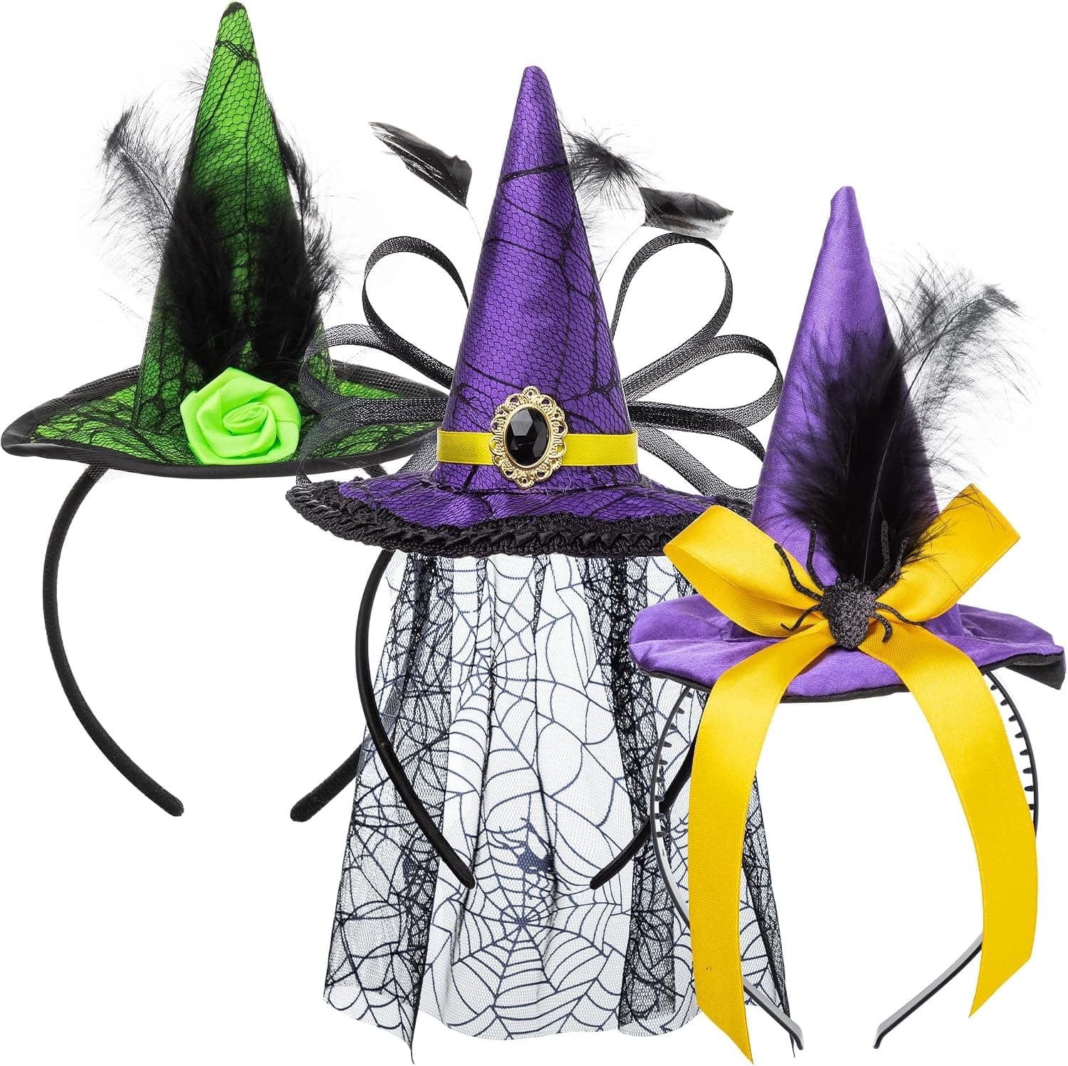 JOYIN 3 Pack Halloween Witch Hat Headband Halloween Witch Headband Halloween Headbands For Kids Girls Women Halloween Costume Dress up Party Favors, Halloween Cosplay Party Hair Accessories