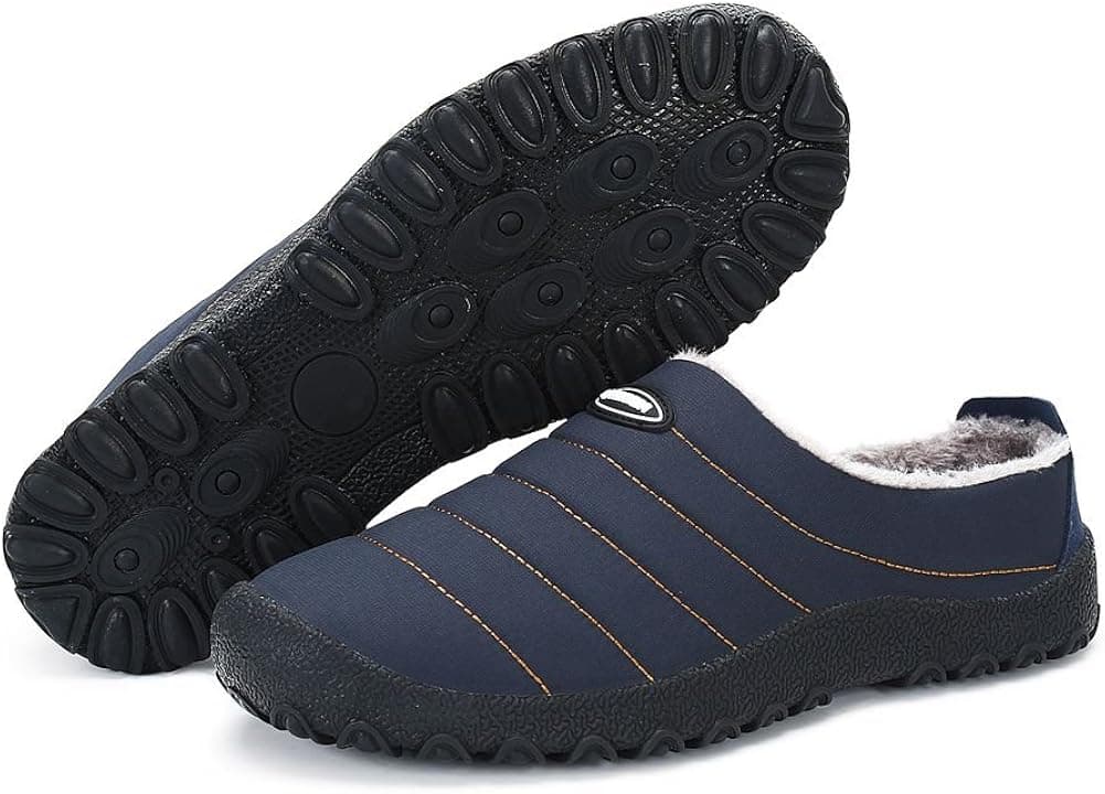 Lxso Mens Womens Comfort House Slippers Knitted Cotton Non-slip Rubber Sole Ultra Lightweight Home Shoes