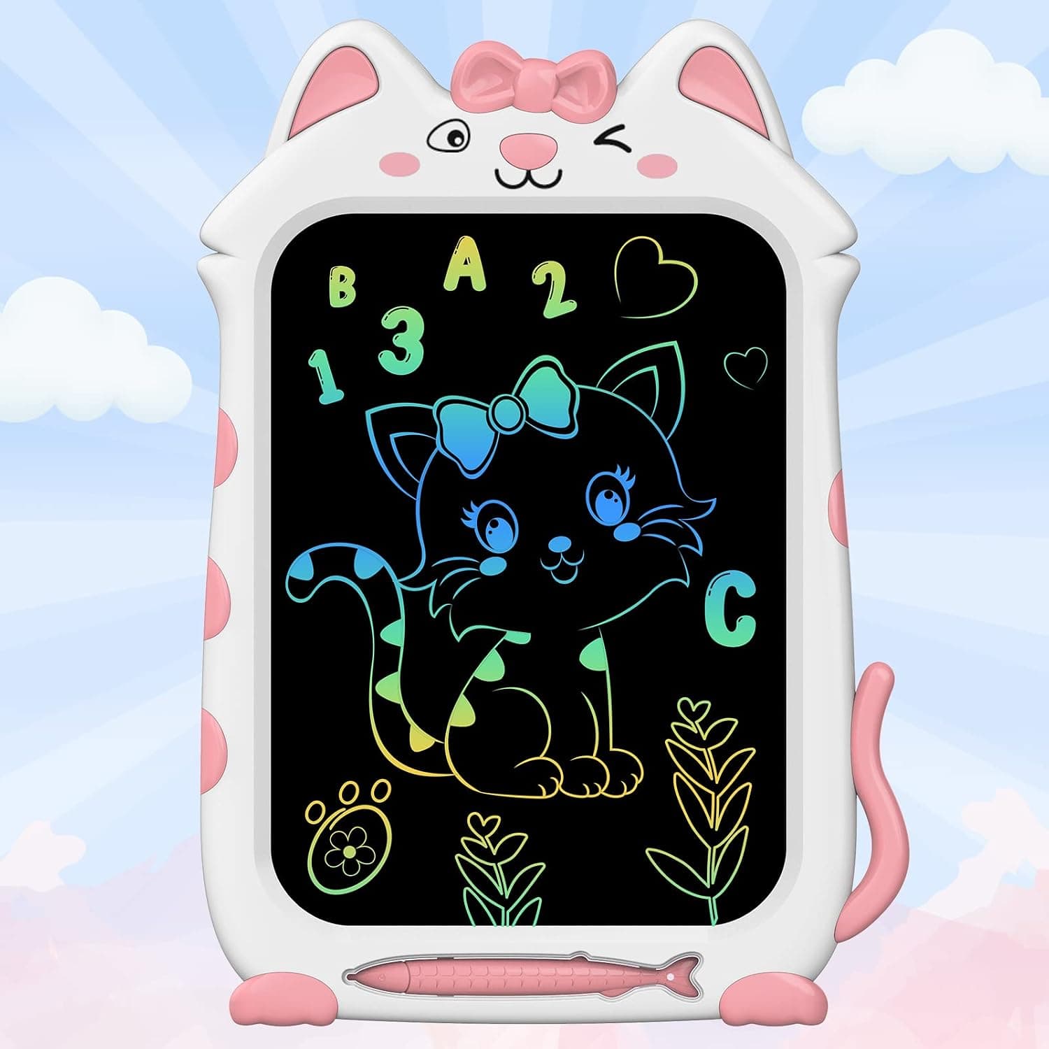 LCD Writing Tablet Kids Toys - 10 Inch Erasable Reusable Doodle Board Drawing Pad Gifts for 1 2 3 4 5 6 7 8 Year Old Girls Road Trip Essentials Kids Airplane Toy Birthday Easter Basket Stuffers