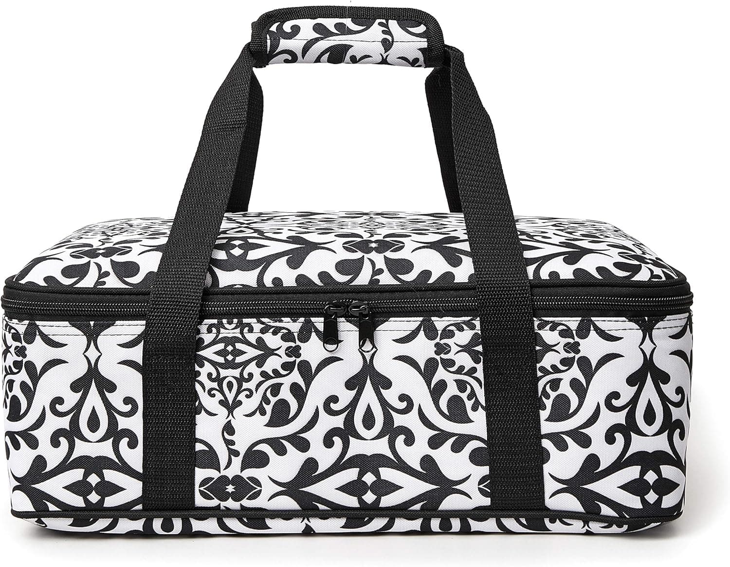 FATOLXX Insulated Casserole Dish Carrier Bag - Food Carriers for Hot or Cold Travel Potluck Parties,Picnic,Cookouts,Beach(Black White-1)