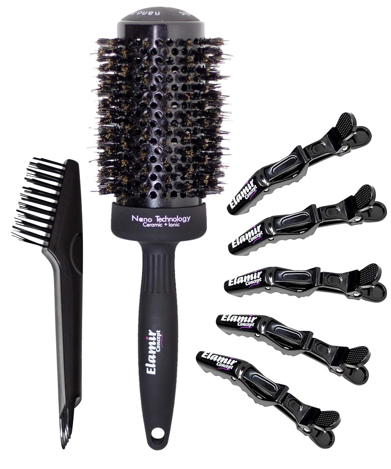 Round Hair Brush for Blow Drying with Volume,Large Round Brush for Blow Drying with Natural Boar Bristles [Gift Set] Round Brush for Straightening|Curling| Styling Brush for Medium-Long Hair (2.0")