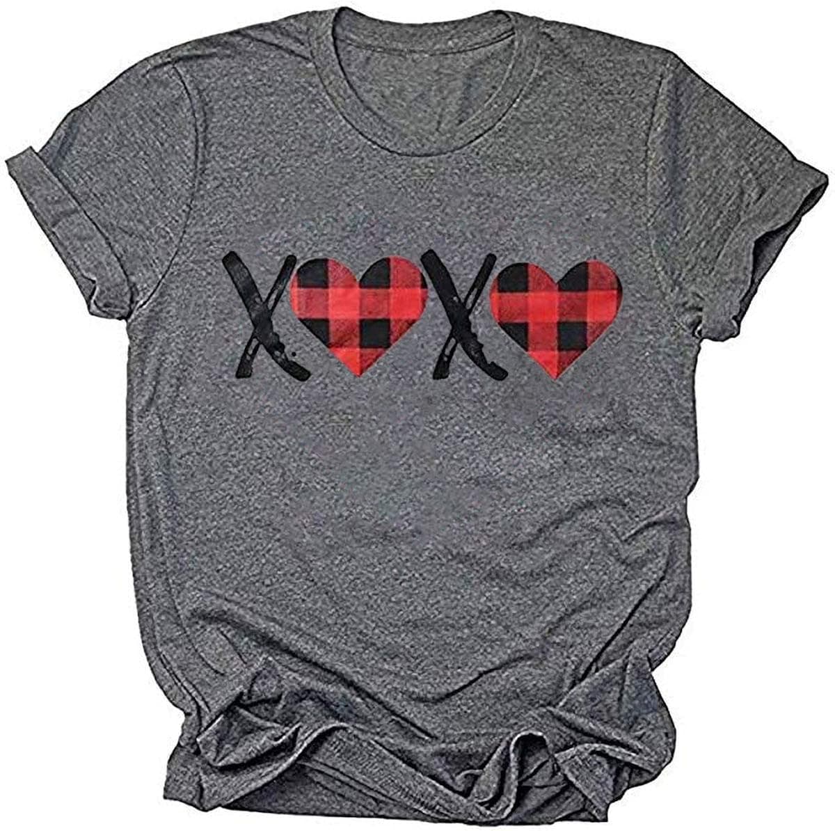 Beopjesk Womens Valentine's Day Graphic Tees Short Sleeve Heart Printed Shirts Blouse Tops