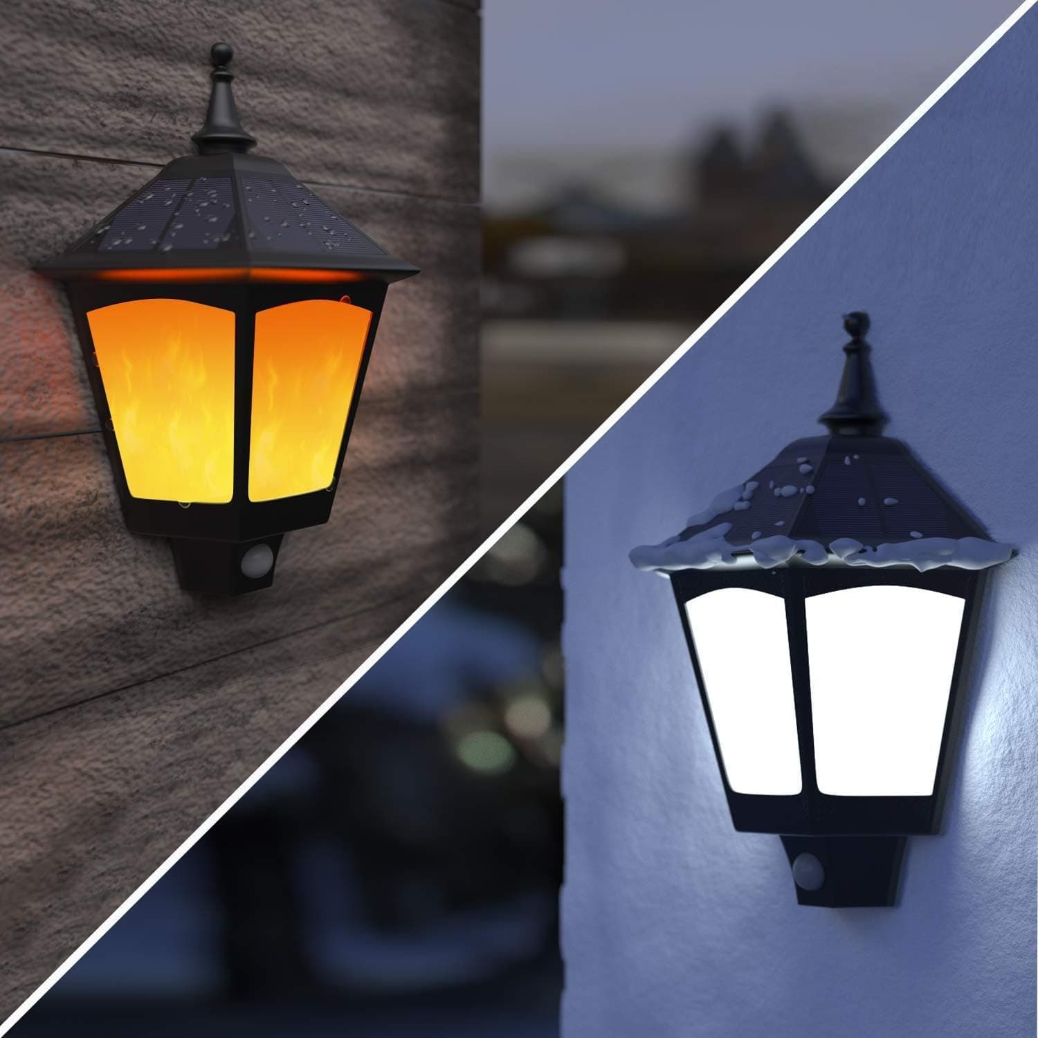 ALOVECO Solar Lights Outdoor Decorative 2 in 1 Solar Wall Sconce, Solar Torch Lights with Flickering Flame, 87 LEDs Solar Motion Case of 2 Packs