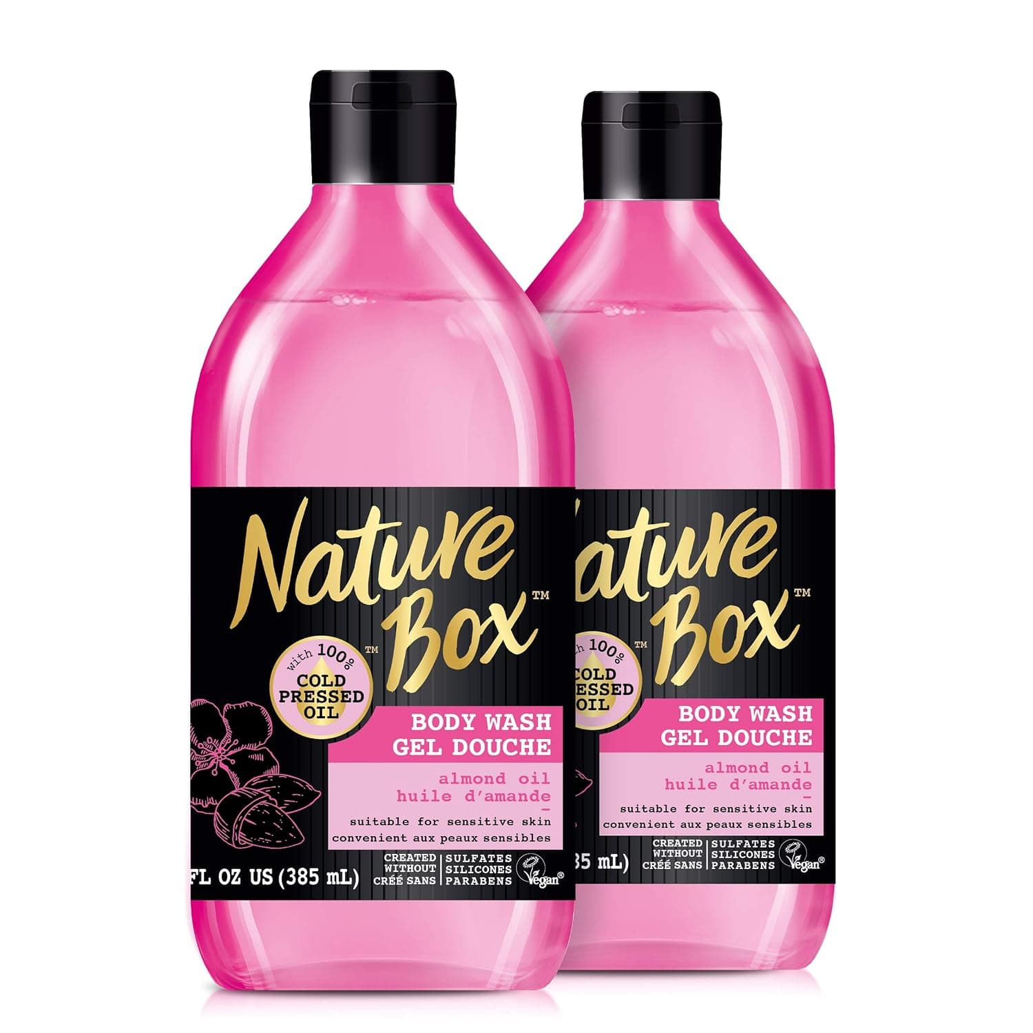 Nature Box Body Wash - for Sensitive Skin, With 100% Cold Pressed Almond, 13 Ounce, 2 Pack, 2 Count