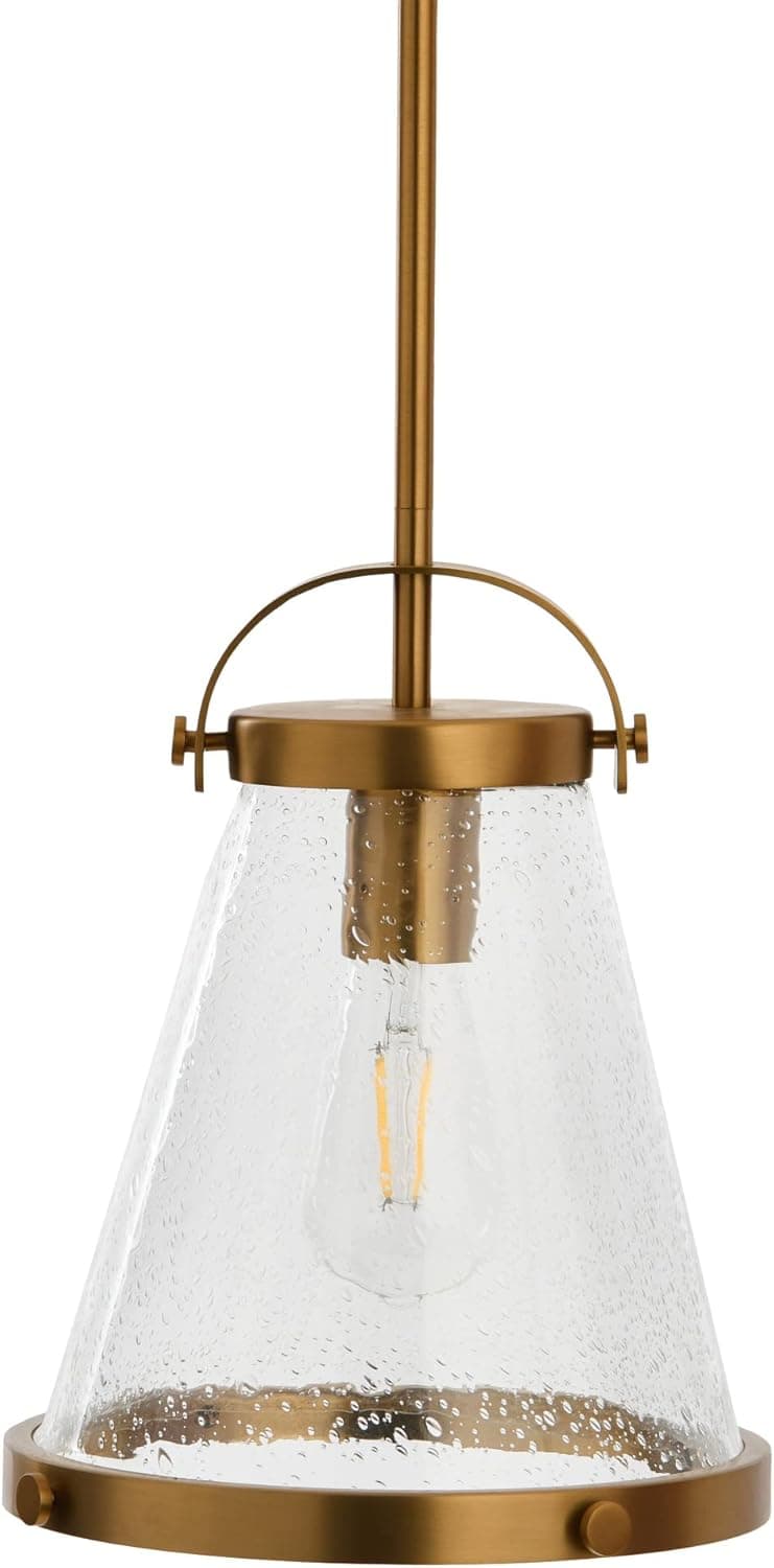 Robert Stevenson Lighting Wesley - Metal and Seedy Glass Ceiling Light, Brushed Gold