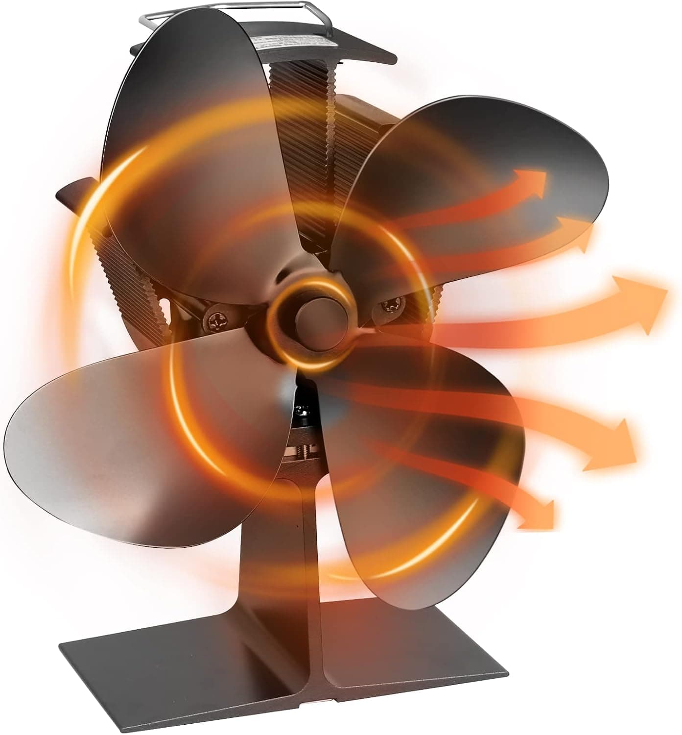 CXhome Heat Powered Stove Fan, 140°F/60°C Fast Start 4-Blade Wood Stove Fan, Eco Friendly Ultra Quiet Circulating Warm Air Saving Fuel Fireplace Fan for Wood/Log Burner/Fireplace