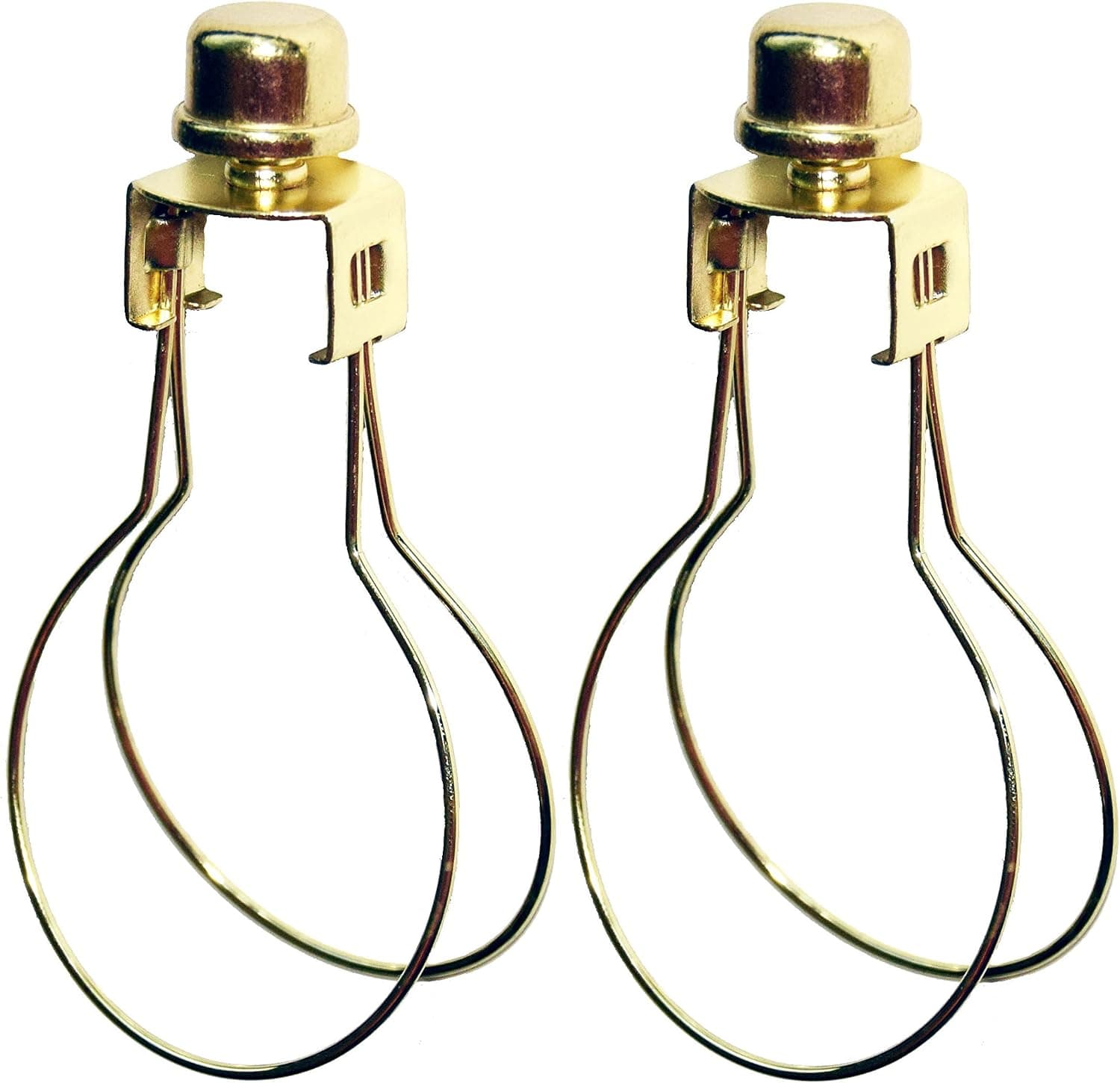 Milton Douglas Lamp Co. Clip-On Light Bulb Lamp Shade Adapter with Shade Attaching Finial Brass 2-Pack