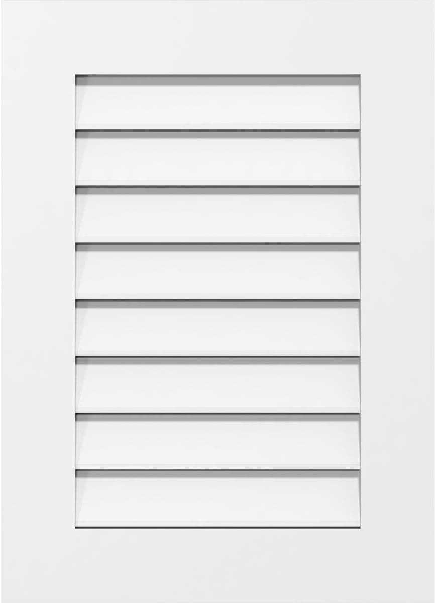 Ekena Millwork GVPVE26X2401SF Vertical Surface Mount PVC Gable Vent, 26"W x 24"H, Factory Primed White