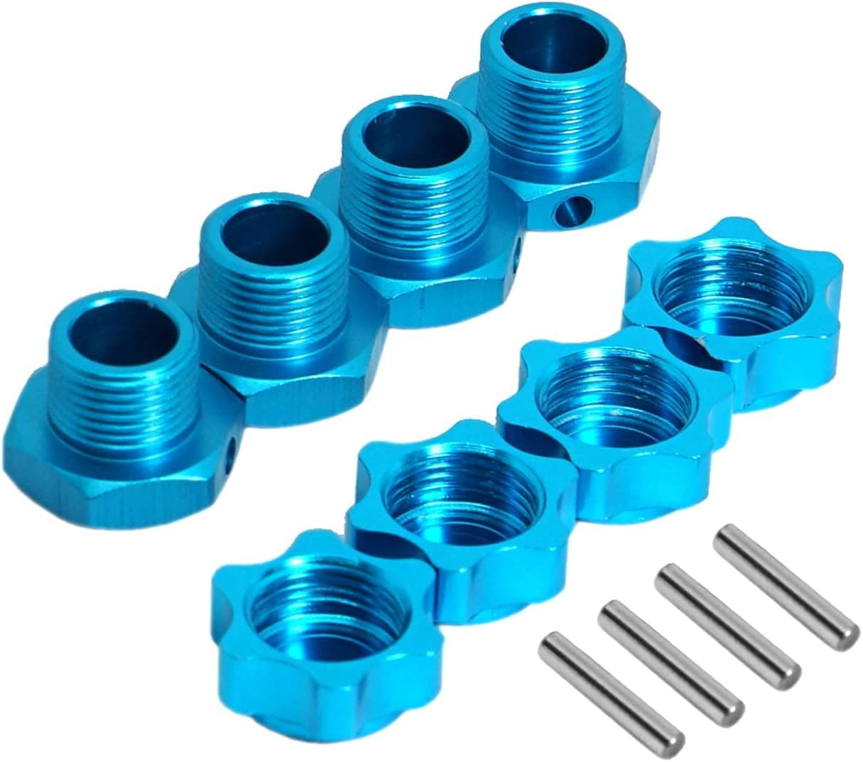 ShareGoo Aluminum 17mm Wheel Hex Hub Adapter Anti-Dust Cover Wheel Hex Nuts Capped Compatible with HPI HSP Traxxas Himoto Axial Kyosho Redcat Tamiya 1/8 RC Car Blue
