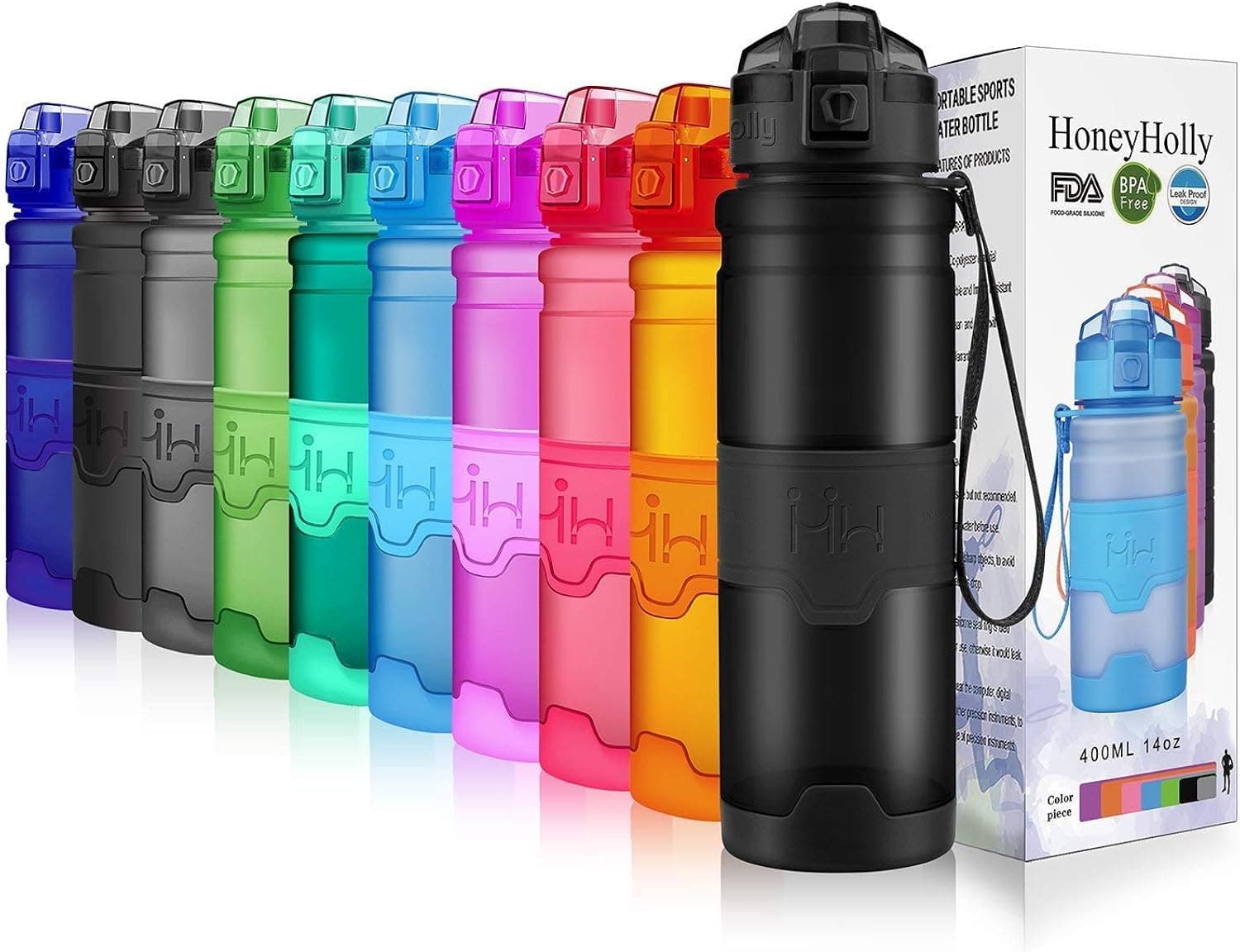 HoneyHolly Portable Sports Water Bottle-Leak Proof Kids Water Bottle Reusable Container,One Click Flip Cap14/17/24/26/32/50Ounce,for Outdoor/Camping/Running/Gym,Non Toxic,BPA-Free Tritan Plastic