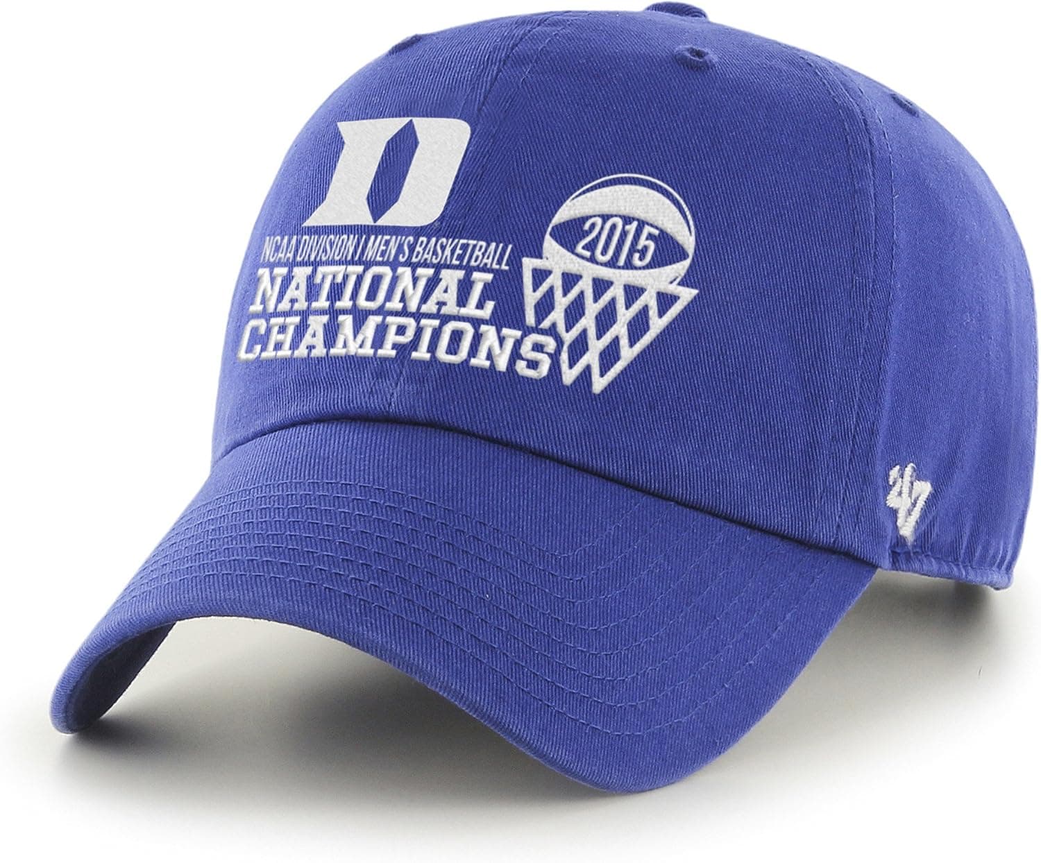 '47 NCAA Duke Blue Devils Brand 2015 Basketball National Champions Clean Up Adjustable Hat, Royal, One Size