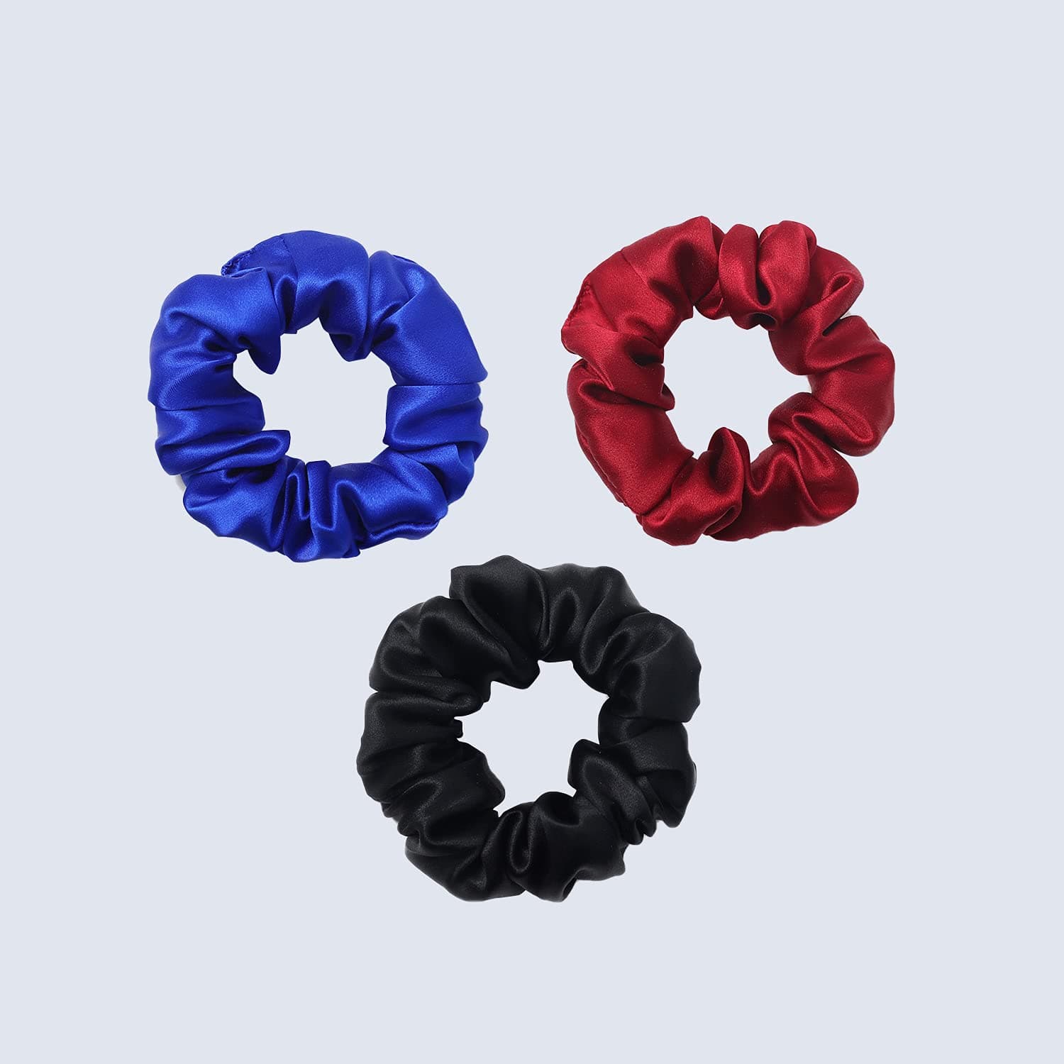 ZIMASILK 100% Mulberry Silk Hair Scrunchies,Best For Women And Girls’Hair.19MM Elastic Hair Bands for Ponytail Holder.Gentle And No hurt.(3 Pack, Burgundy, Black, Royal Blue)