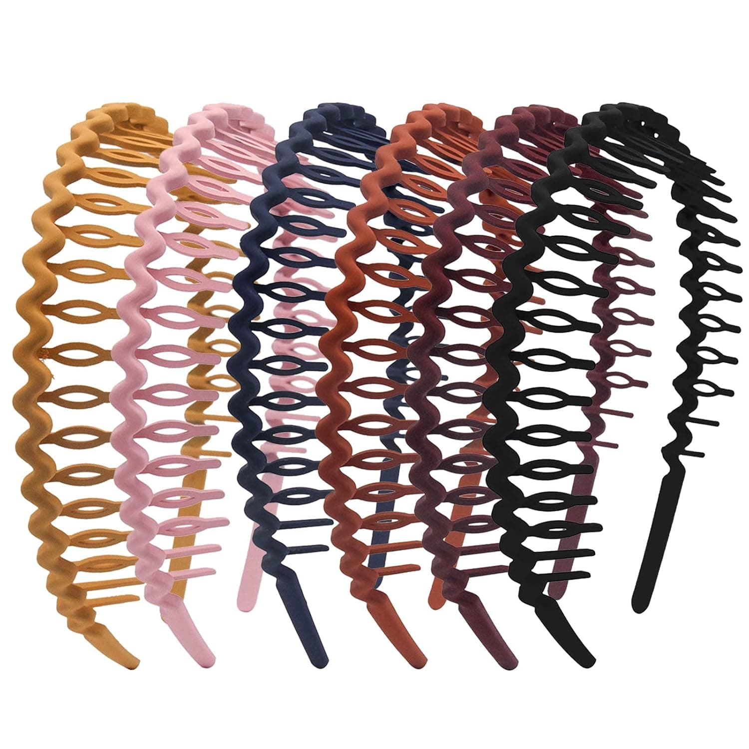 Yeshan Plastic Teeth Headbands, Wavy Headbands with combs Non-slip Thin Hair bands for Women Girls Hair,Pack of 6