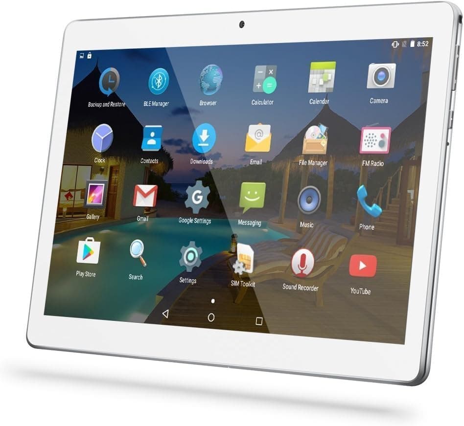Android Tablet 10 Inch with Sim Card Slots - YELLYOUTH 10.1" 4GB RAM 64GB ROM Octa Core 3G Unlocked GSM Phone Tablet PC Compatible with WiFi Bluetooth GPS - Silver