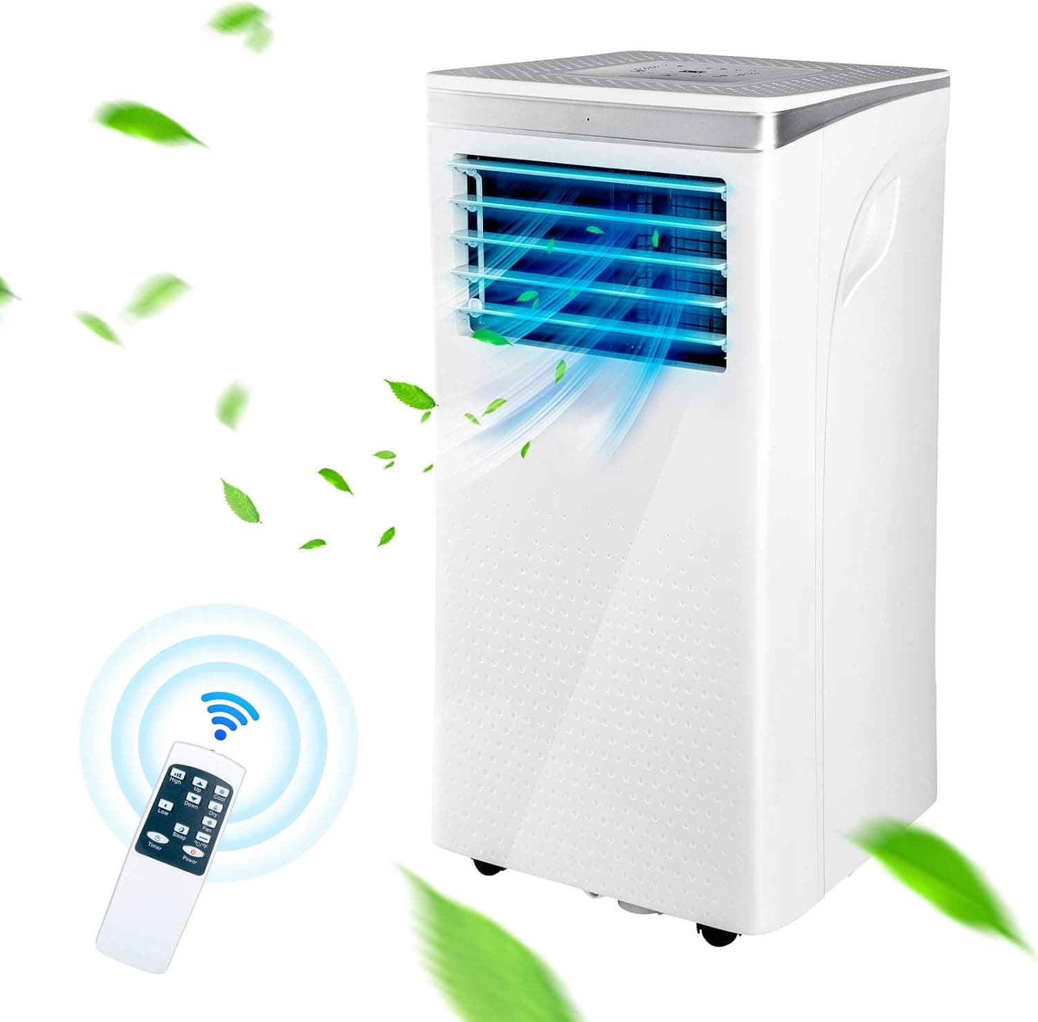 FULLWATT 10000 BTU Portable Air Conditioner with Remote Control, LED Touch Screen Air Conditioner Unit with Cooler Dehumidifier Function, 4 Wheels, 2 Fan Speed, 24H Timer for Bedroom, Office