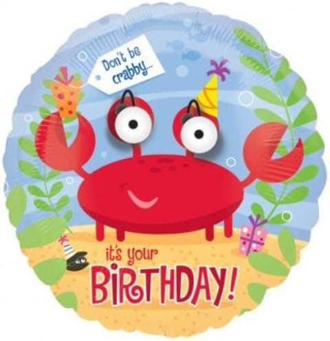 Crab Eye-popper 18" Birthday Mylar Balloon