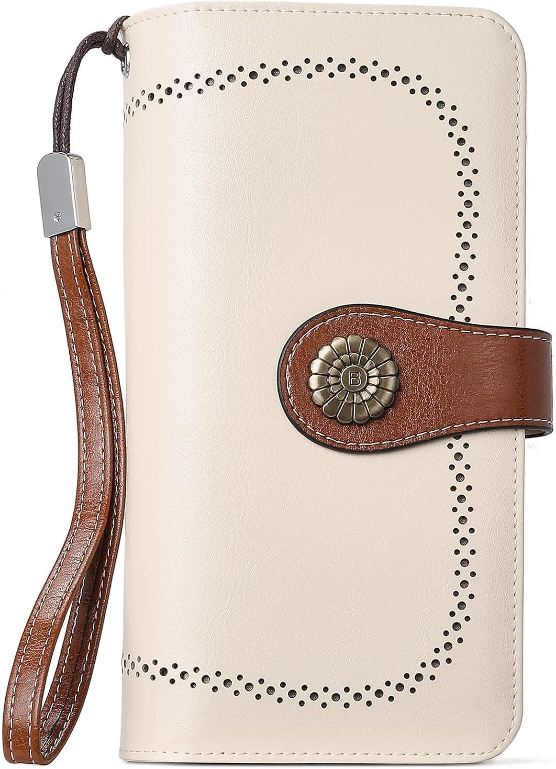 BOSTANTEN Genuine Leather Backpack Purse Casual College Travel Bags for Women Womens Wallet Genuine Leather Large Capacity Wristlet Clutch Purse Credit Card Holder with RFID Blocking