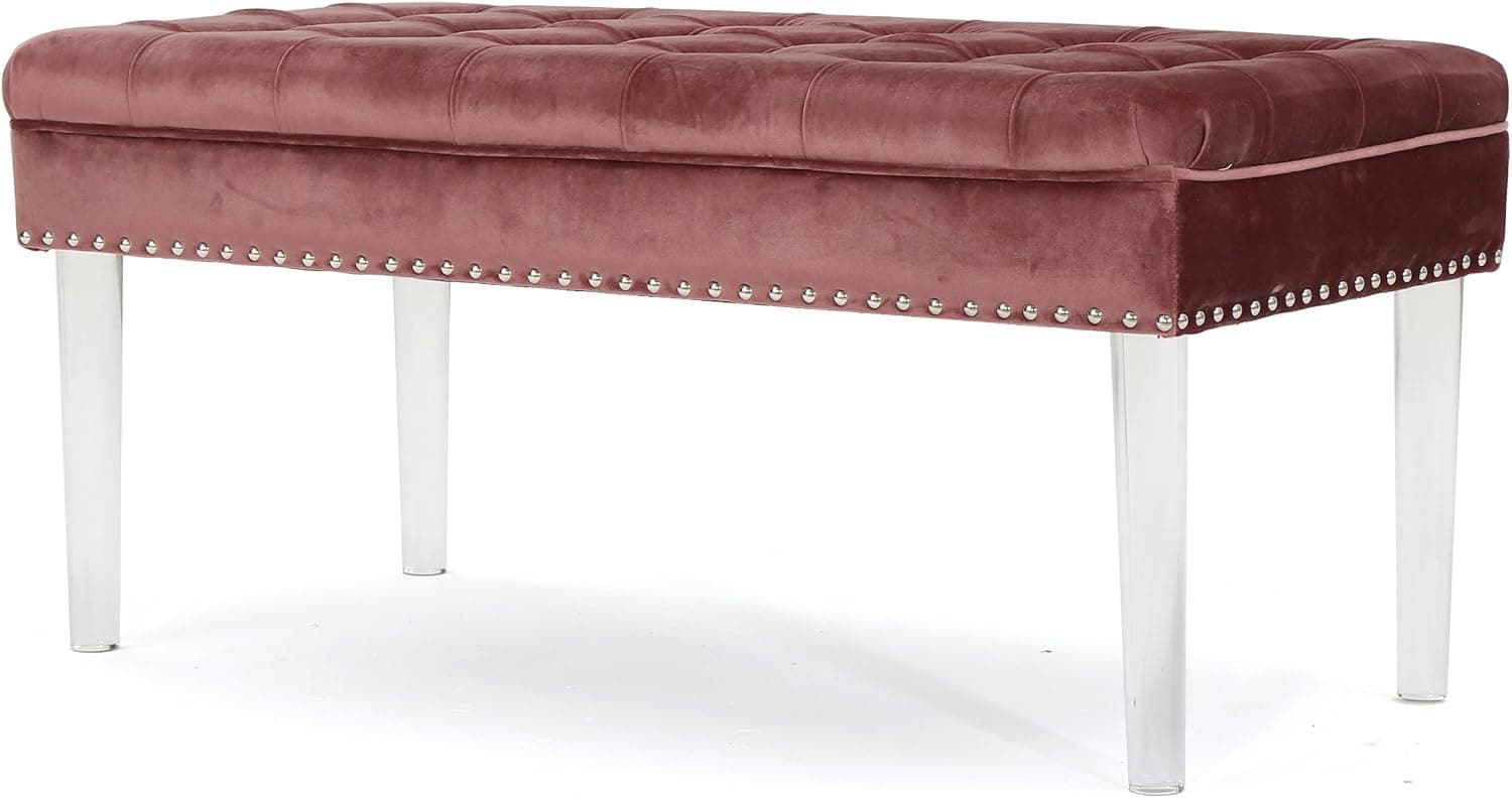Christopher Knight Home Beatrix Velvet Ottoman, Blush