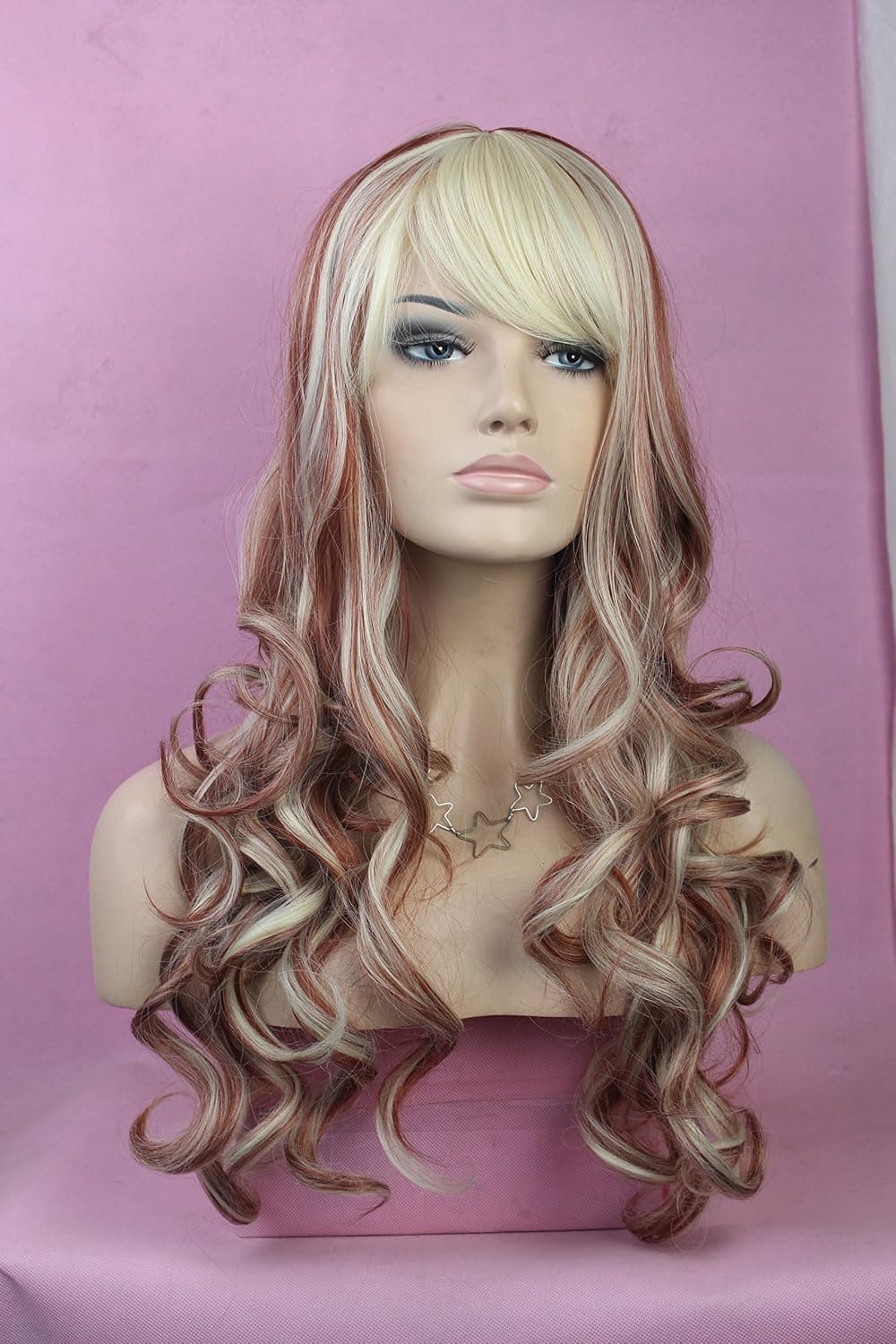 Long Curly Wig Full Wig Mix Color for Women Feels Like Real Human Hair