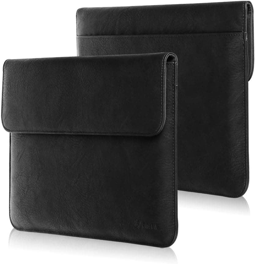 Fintie Laptop Sleeve - Premium PU Leather Carrying Case Bag Cover with Build-in Card Slot for Apple MacBook Pro 13" / MacBook Air 13" / iPad Pro 12.9" and 12.9"-13.3" Laptop/Notebook, Black