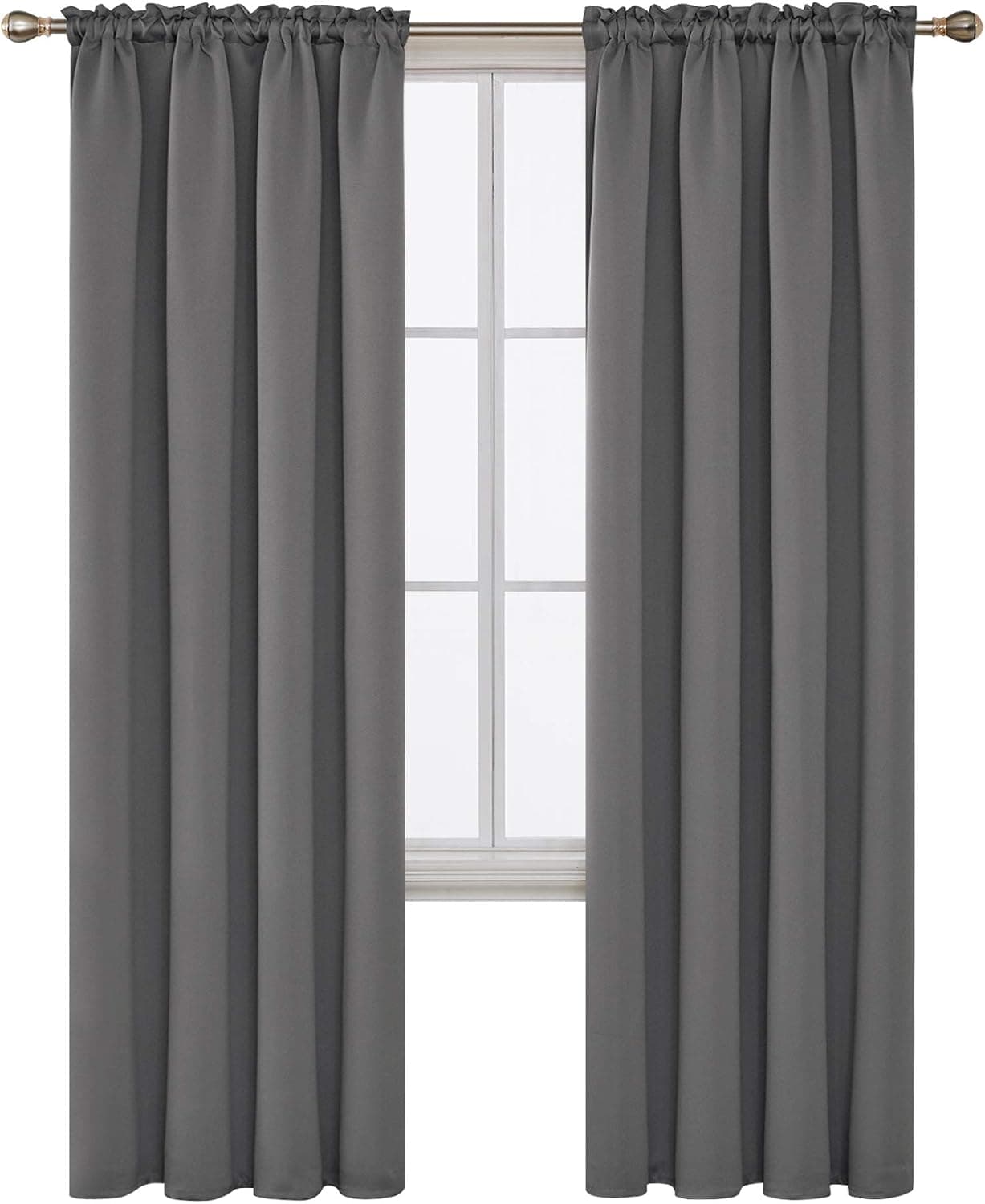 Deconovo Light Grey Blackout-Rod Pocket Thermal Insulated Curtains for Dining Room, 42x95 Inch