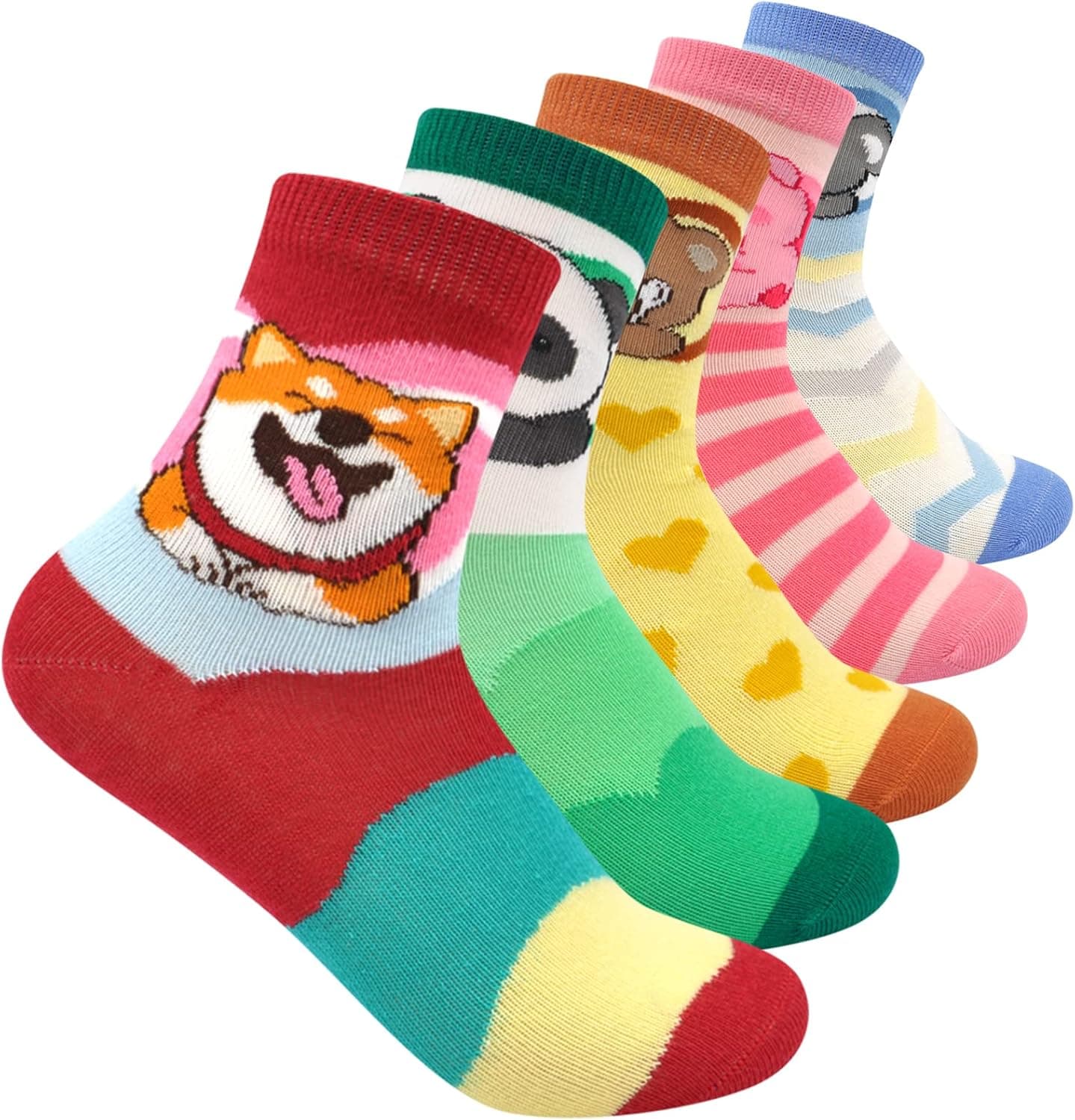 ZAKASA Girls Socks Novelty Animal Cotton Socks,Kids Socks Toddler Girls Cute Funky Children Socks,2-11 Years,5 pairs