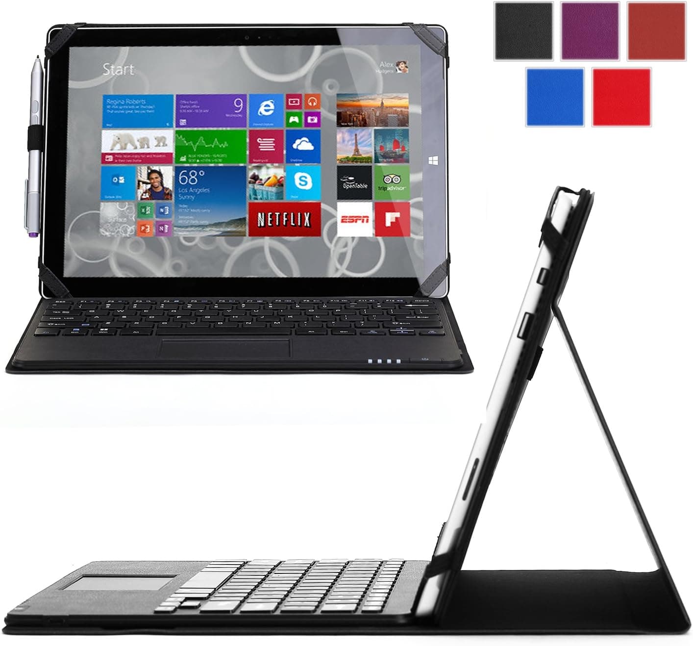 Exact Microsoft Surface Pro 3 Case [TypeFOLIO Series] - Keyboard Cover Case with Removable Bluetooth Wireless Keyboard for Microsoft Surface Pro 3 Tablet Black