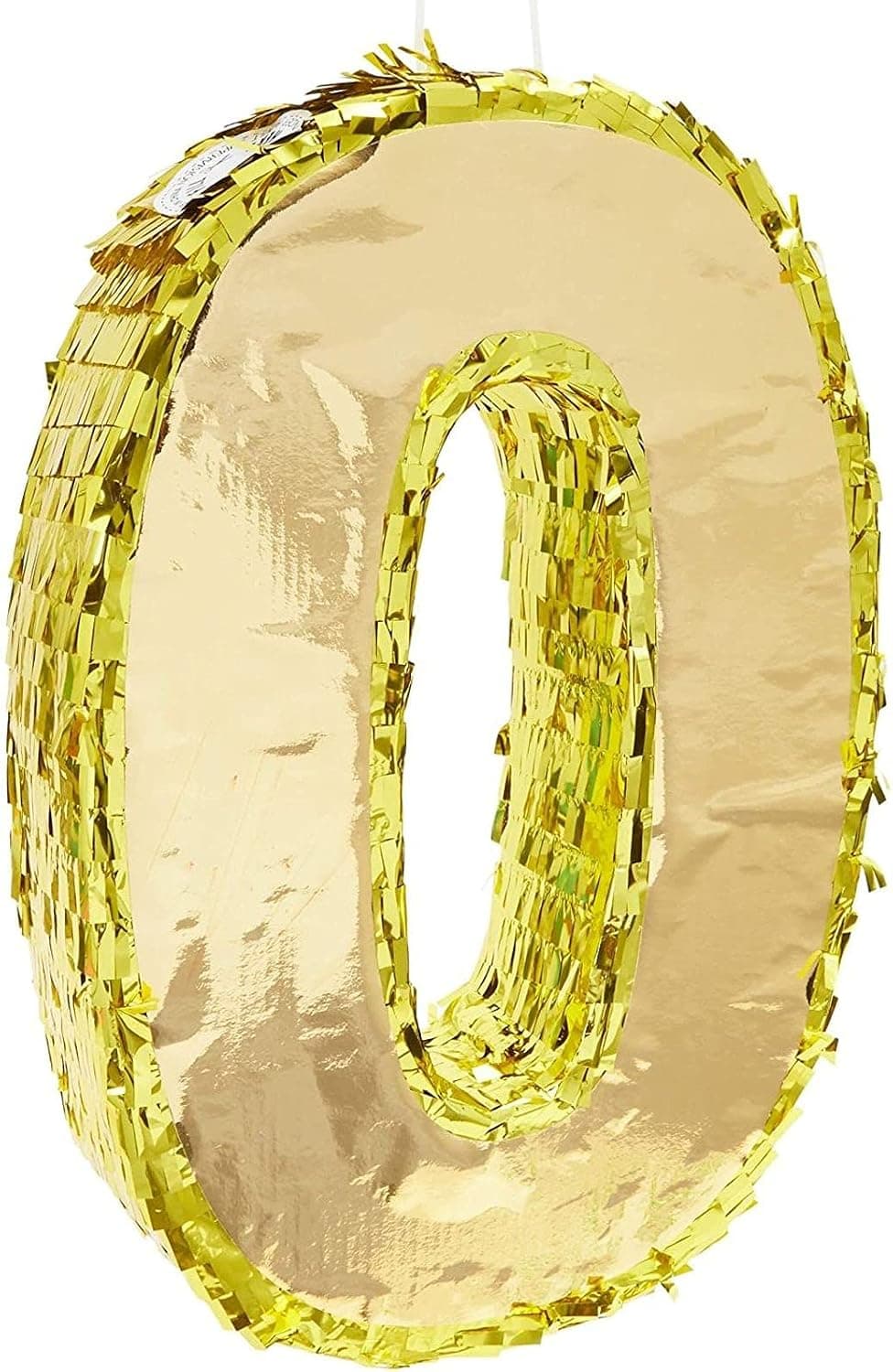 Gold Foil Number 0 Pinata for Birthday Party Decorations, Centerpieces, Anniversary Celebrations (Small, 16 x 10.5 x 3 Inches)