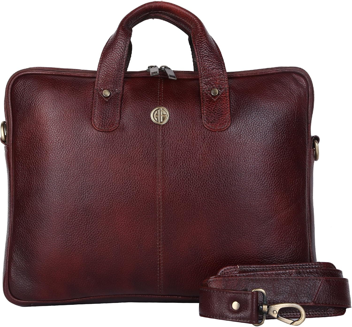 Hammonds Flycatcher Handmade Briefcase Top Grain Leather Laptop Bag Messenger Shoulder Bag for Business Office 14 inch Laptop Coffee Brown