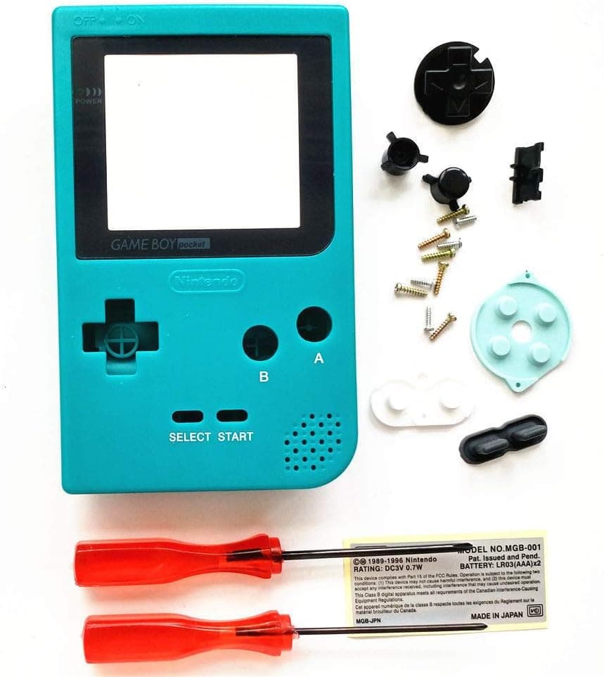Full Housing Shell Case Cover For Nintendo Game Boy Pocket GBP Come with Screwdriver Conductive Rubber Pad Sticker Teal Color
