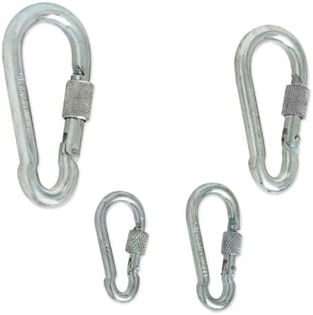 Galvanized Steel Screw-Lock Carabiner Spring Snap Hook - Choose from 4 Sizes 3/16" to 3/8"