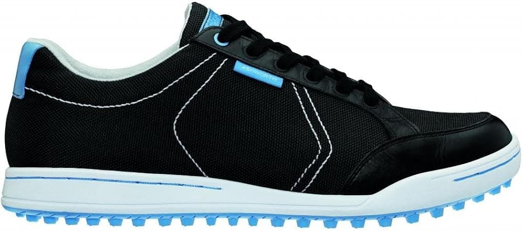 Ashworth New Mens Cardiff Mesh Golf Shoes Black/Columbia Blue Size 10 M