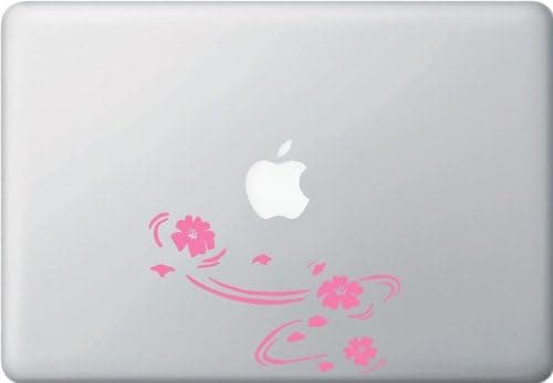 Floating Cherry Blossoms - Sakura - MacBook or Laptop Vinyl Decal - Copyright © Yadda-Yadda Design Co. (5.75"w x 3.75"h) (Color Variations Available) (Pink)
